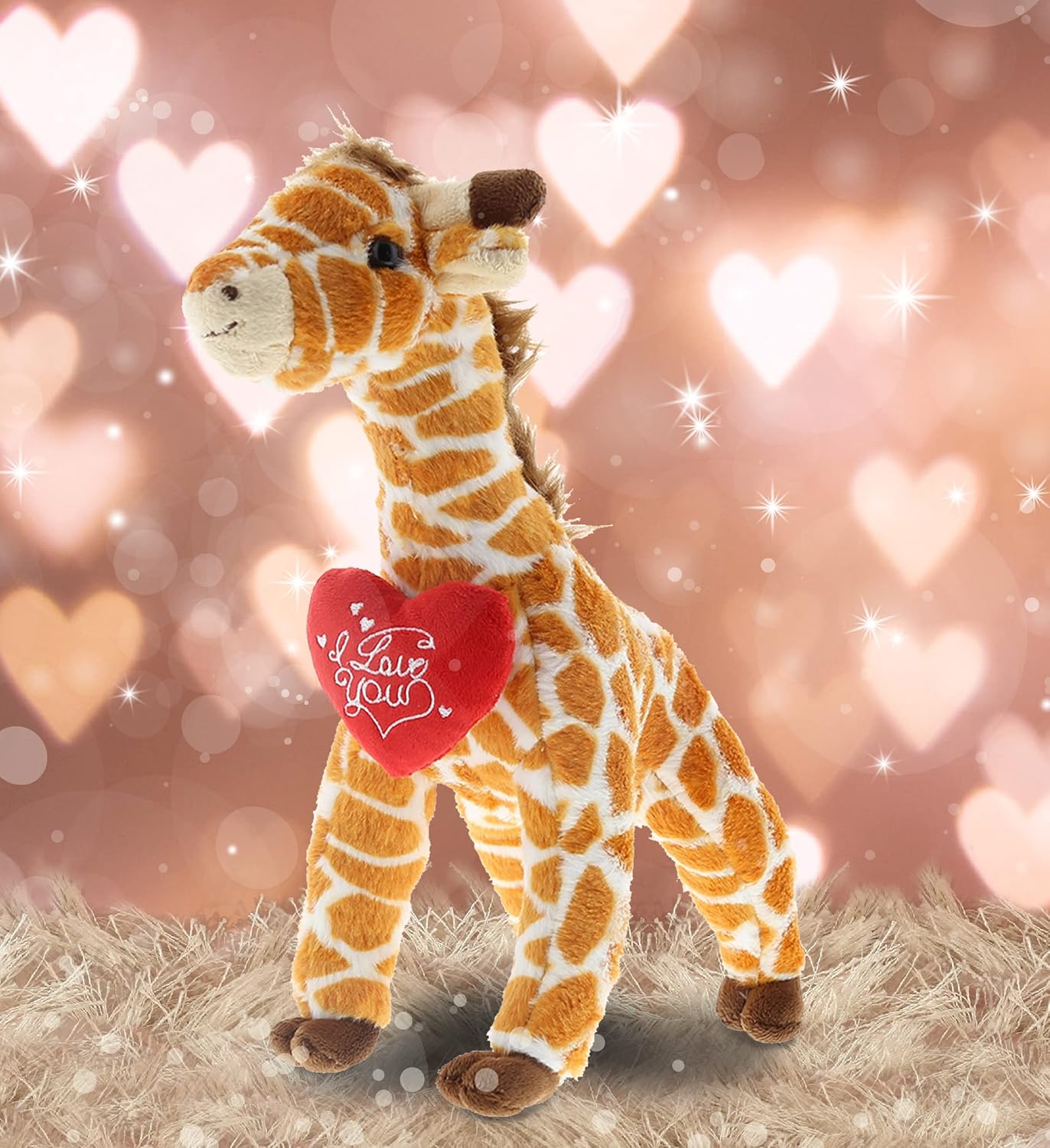 DolliBu I Love You Plush Giraffe – Cute Stuffed Animal with Heart Message and Name Personalization for Valentines, Anniversary, Romantic Date, Boyfriend, Girlfriend Gift – 12.5H Inches