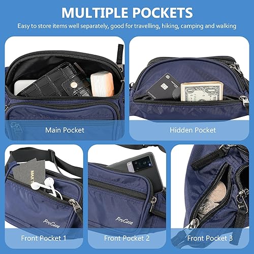 Vista 10 de ProCase Riñonera para hombres y mujeres, riñonera para viajes, senderismo, correr, deportes al aire libre