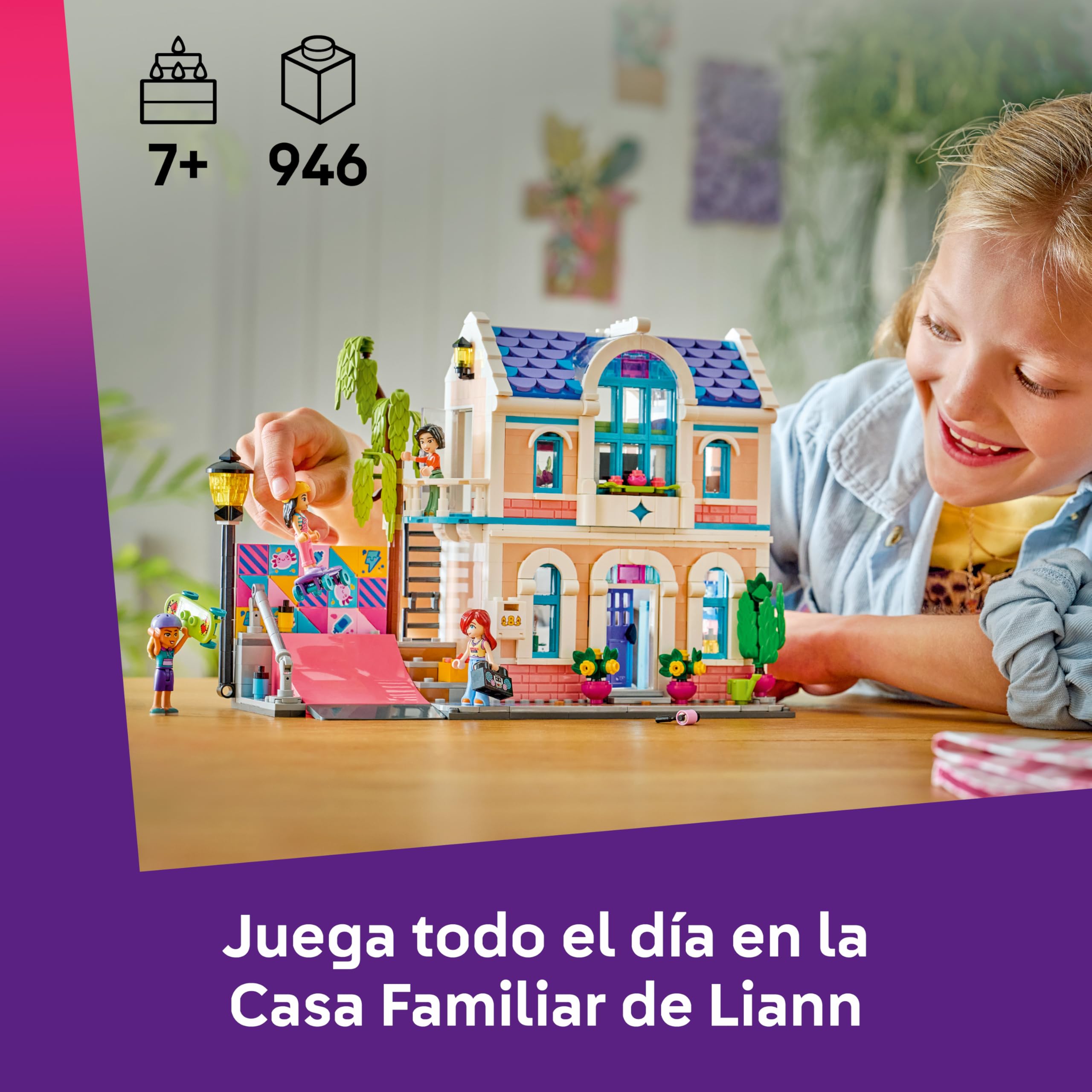 LEGO Friends Casa Familiar de Liann de Juguete - Set en Miniatura con Jardín, 4 Mini Muñecas, Figuras de Animales Inc. Ajolote y Gecko - Regalo de Cumpleaños para Niñas de 7+ Años - 42687