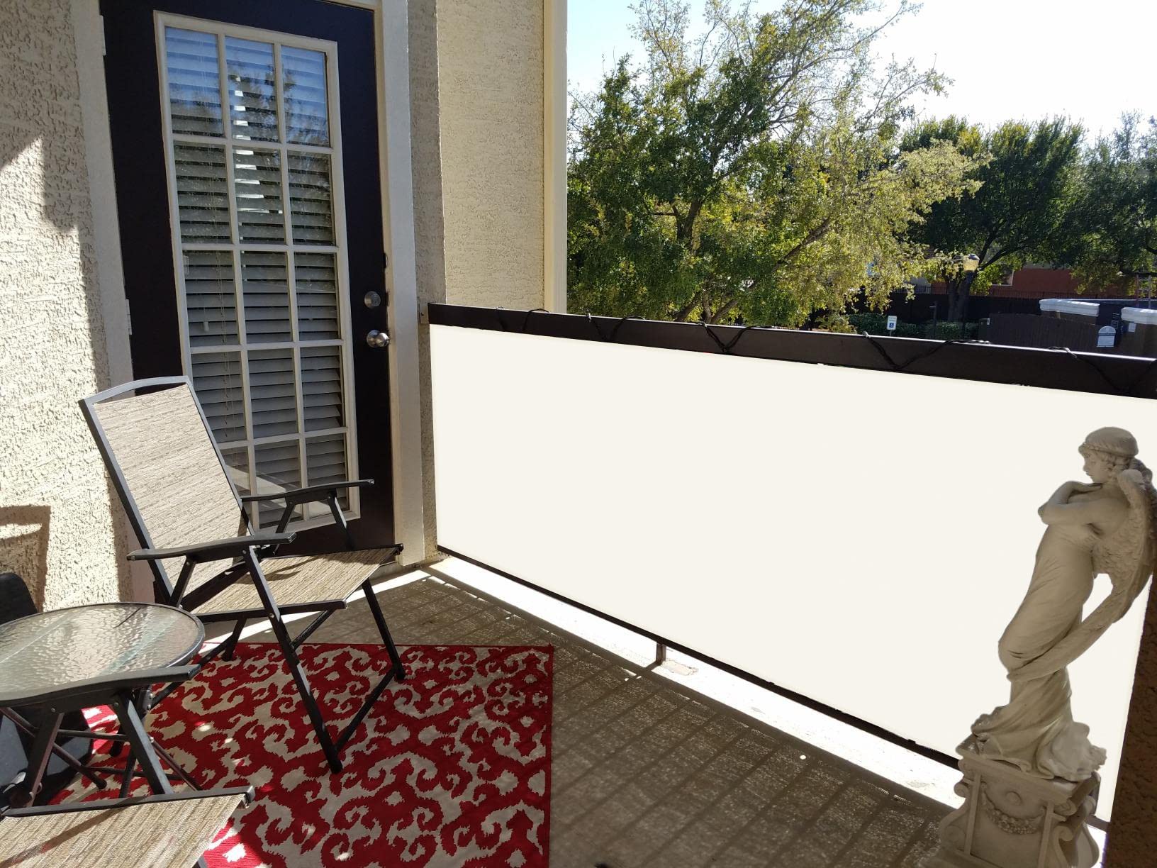 Sunnylaxx Frangivisto Balcone per Protezione 90x600 cm,Schermo Privacy,Recinzione Copertura per Privacy Balcone PES,per Balcone Giardino terrazza,con Occhielli e Fascetta, Crema