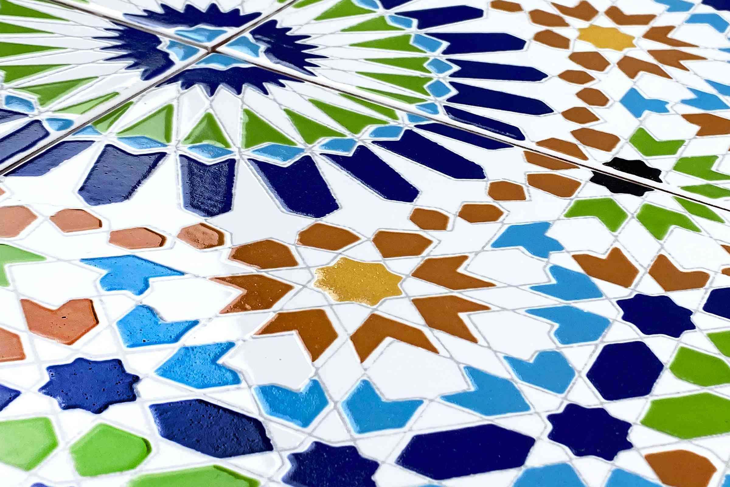 Cerames Azulejos de Cerámica Marroquí Fara - Azulejos de mosaico Marroquí para baño, cocina, sala de estar, ducha, debajo de las escaleras | Azulejos marroquíes en estilo oriental 20x20 cm