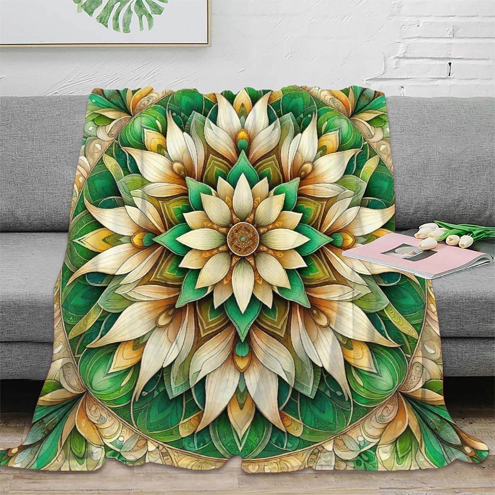 Couverture mandala 3D en microfibre 127x152 cm pour lit et canapé