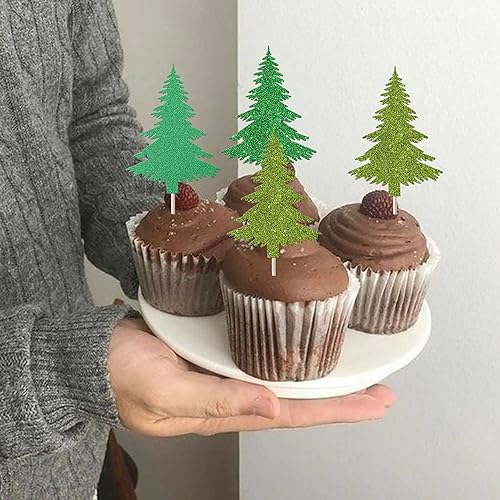 Vista 154 de Rsstarxi Paquete de 30 adornos navideños para cupcakes de hombre de jengibre con purpurina para baby shower, decoración para temática de Feliz