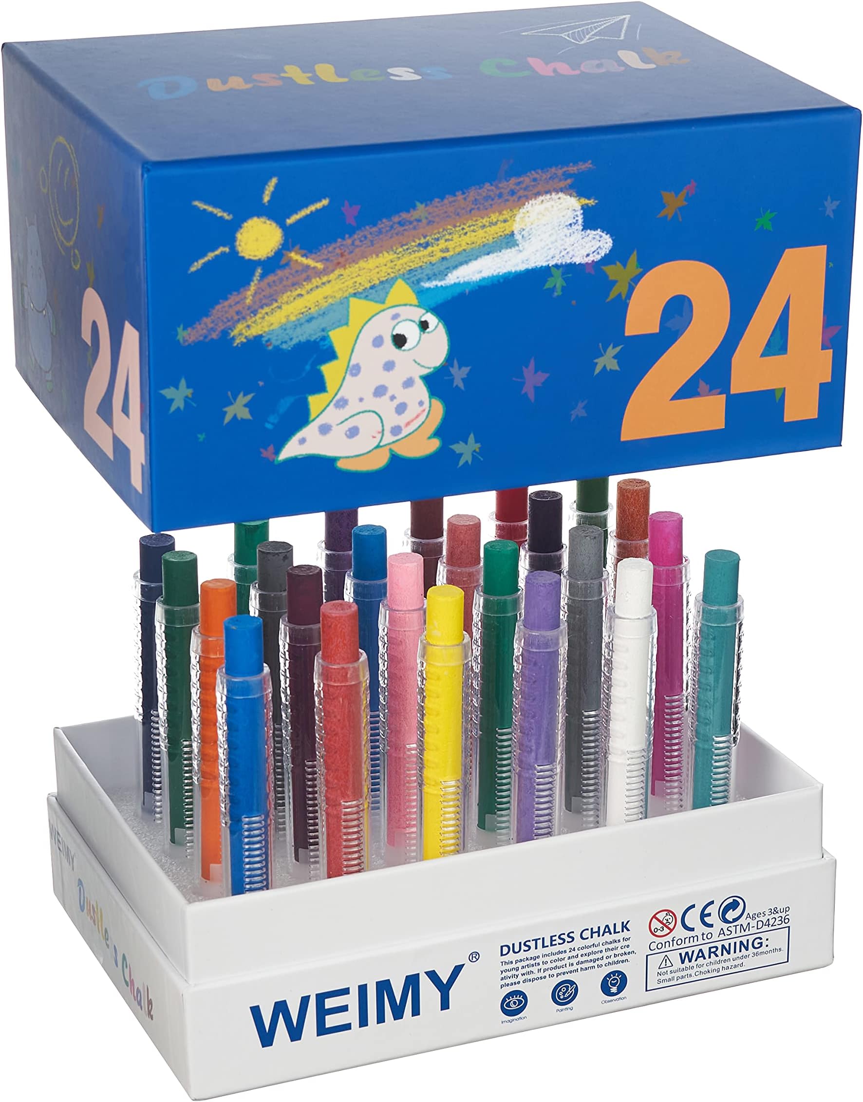 Chalk and Eraser Set Comes with Colored and White Chalk