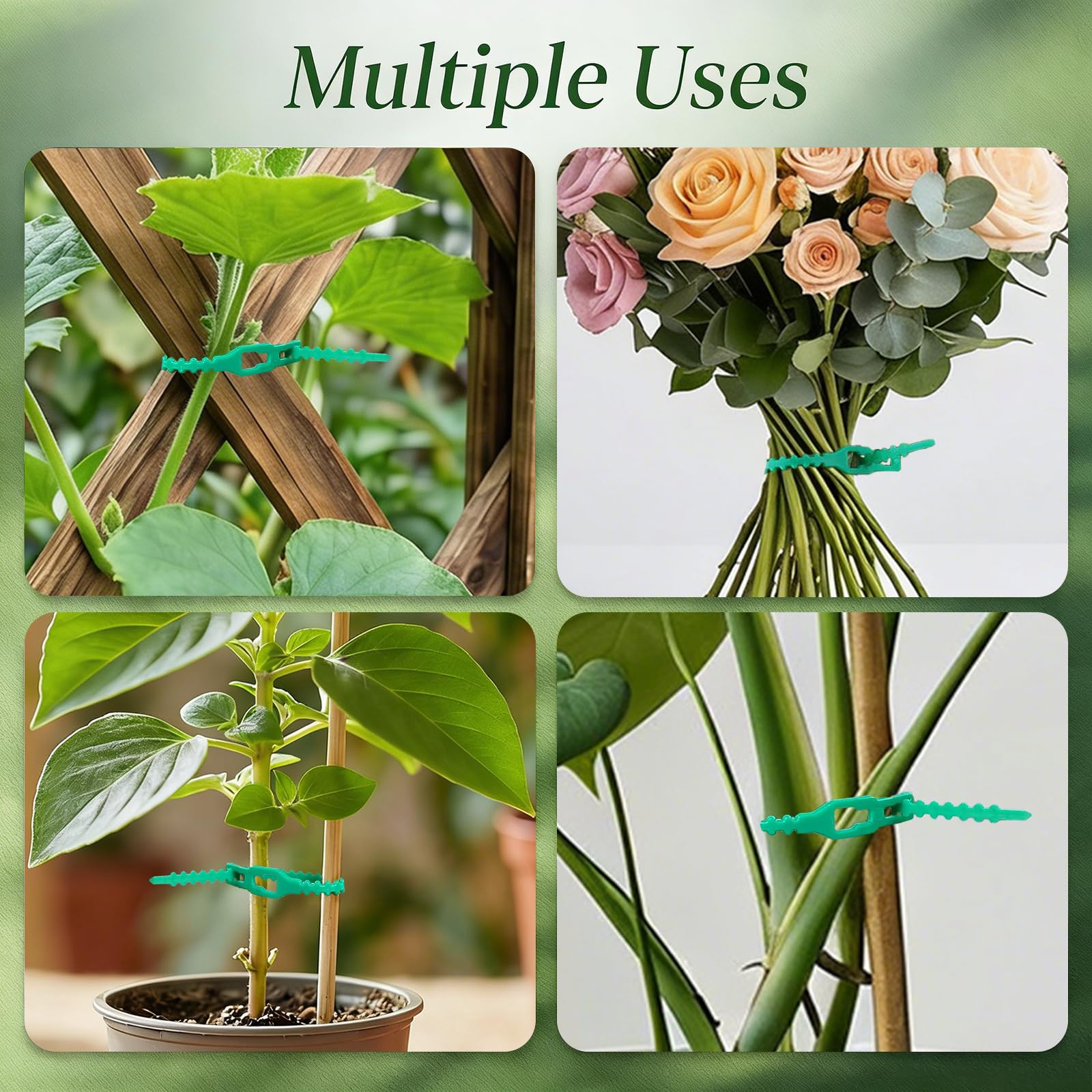 Bridas para Plantas Verde, Ajustable Lazos de Plantas, Flexible Corbata de Planta Lazos de Plantas, Multifuncional lazos de Jardinería para Cuidado del Crecimiento de Plantas Jardín (200 Piezas)