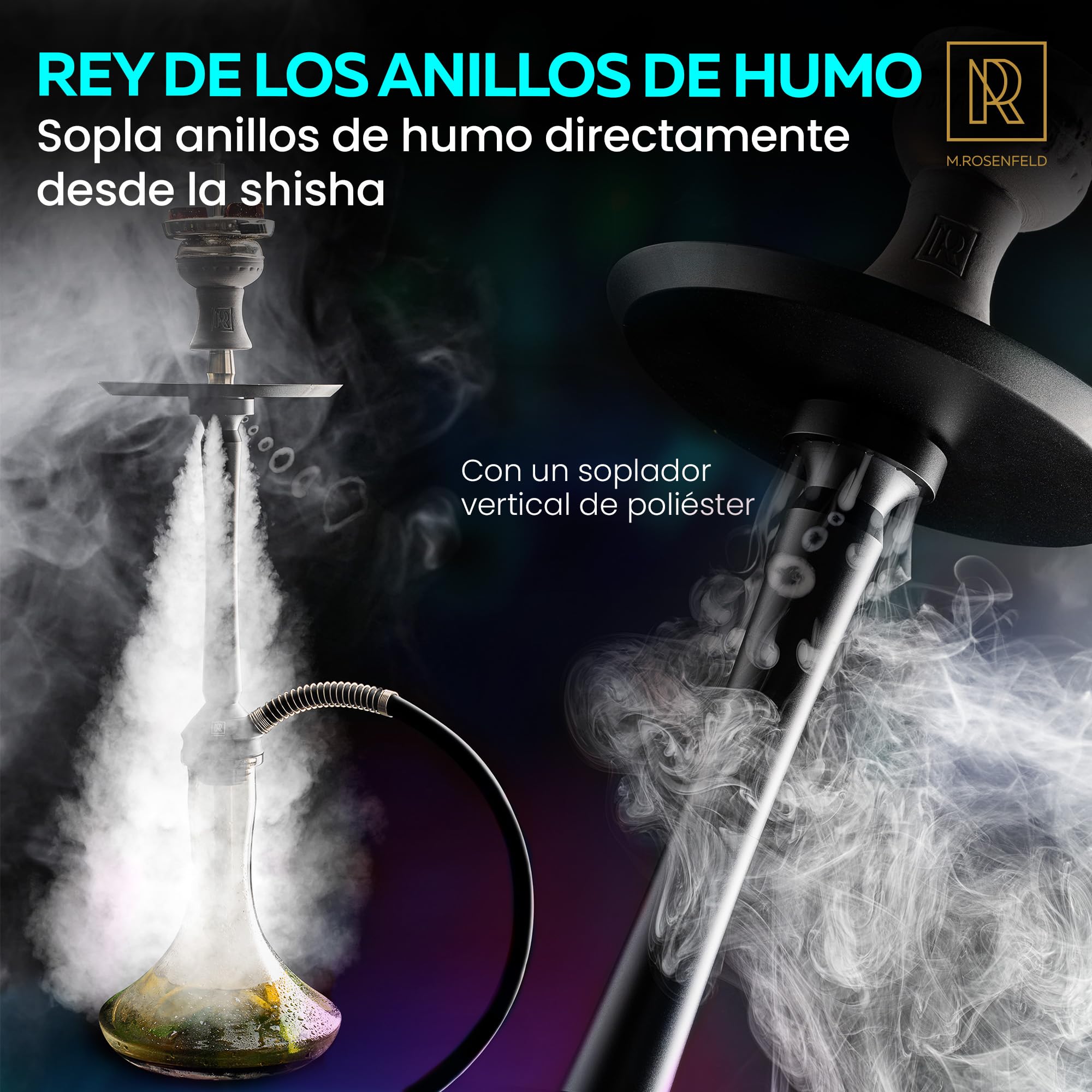 M. ROSENFELD Juego completo de shisha Protos - Juego de cachimba de 75 cm con cuenco enchufable, sistema de drenaje frío, cámara cerrada, tubo de inmersión de acero inoxidable, cabezal de chimenea