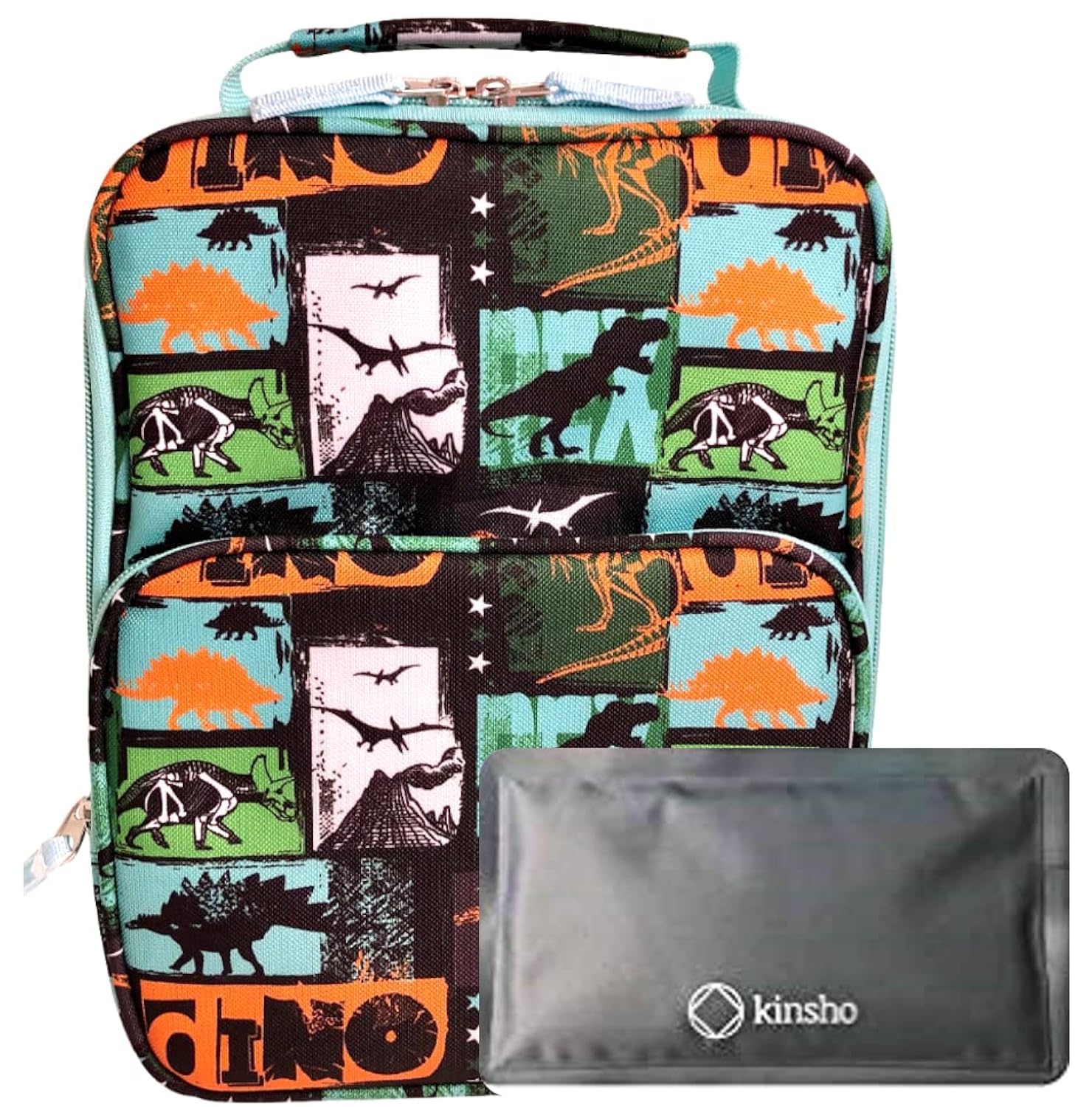 Dinosaur Lunch-Box for Boys with Ice Pack Insulated Lunch Bag for School Kids Tweens Large Container for Big