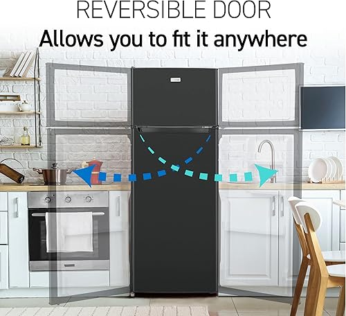 Miniatura 3 de Commercial Cool CCR77LBB - Congelador de 7.7 pies cúbicos, refrigerador de montaje superior con estantes de cristal, almacenamiento de botellas,