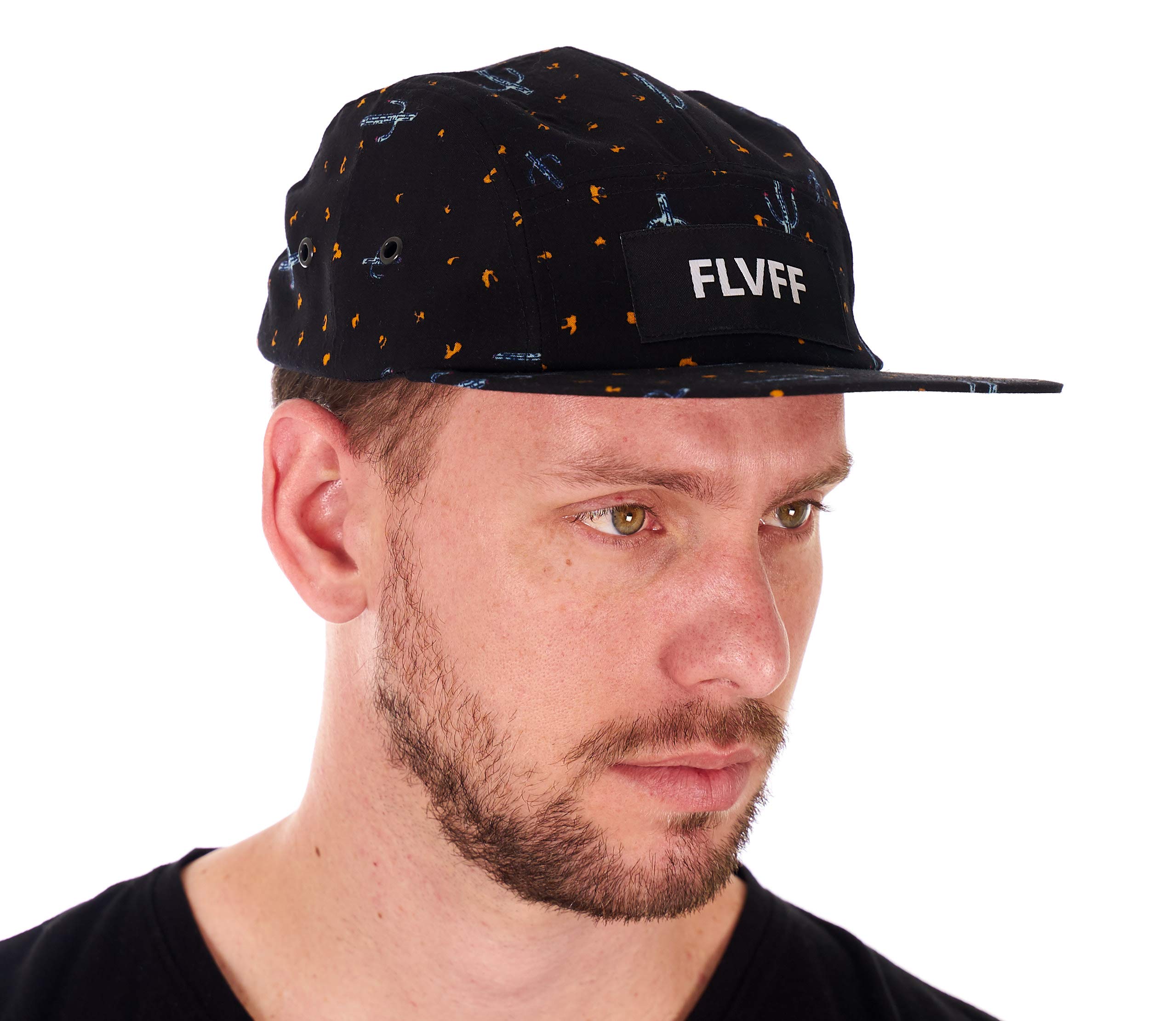 FLVFFFLVFF 5 Panel Hat for Men Women Flat Brim Baseball Cap Urban Street Camper hats (P1)