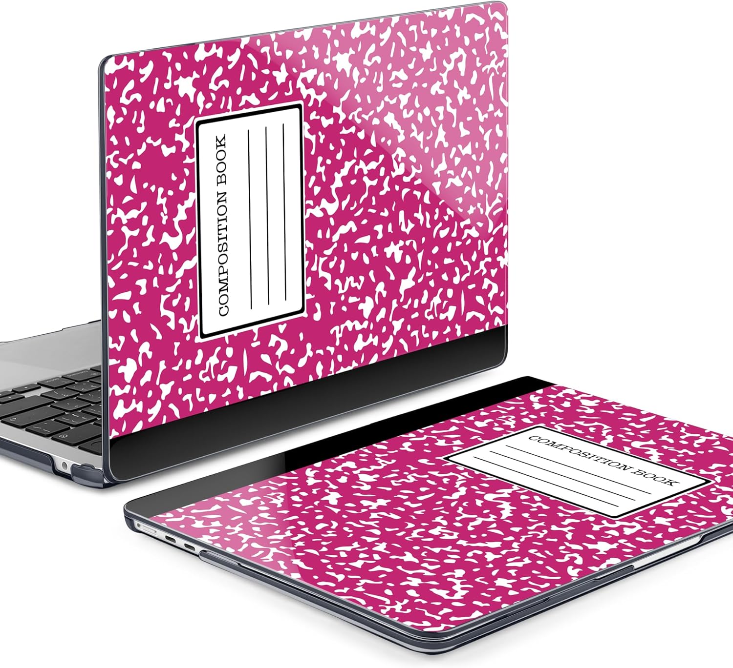 MEEgoodo for M4/M3/M2 MacBook Air 13.6 inch Case 2025 2024 2022(Fit Model A3240/A3113/A2681), Clear Laptop Shell Cases for MacBook Air 13-inch, Rose Red Composition Book - Image 3