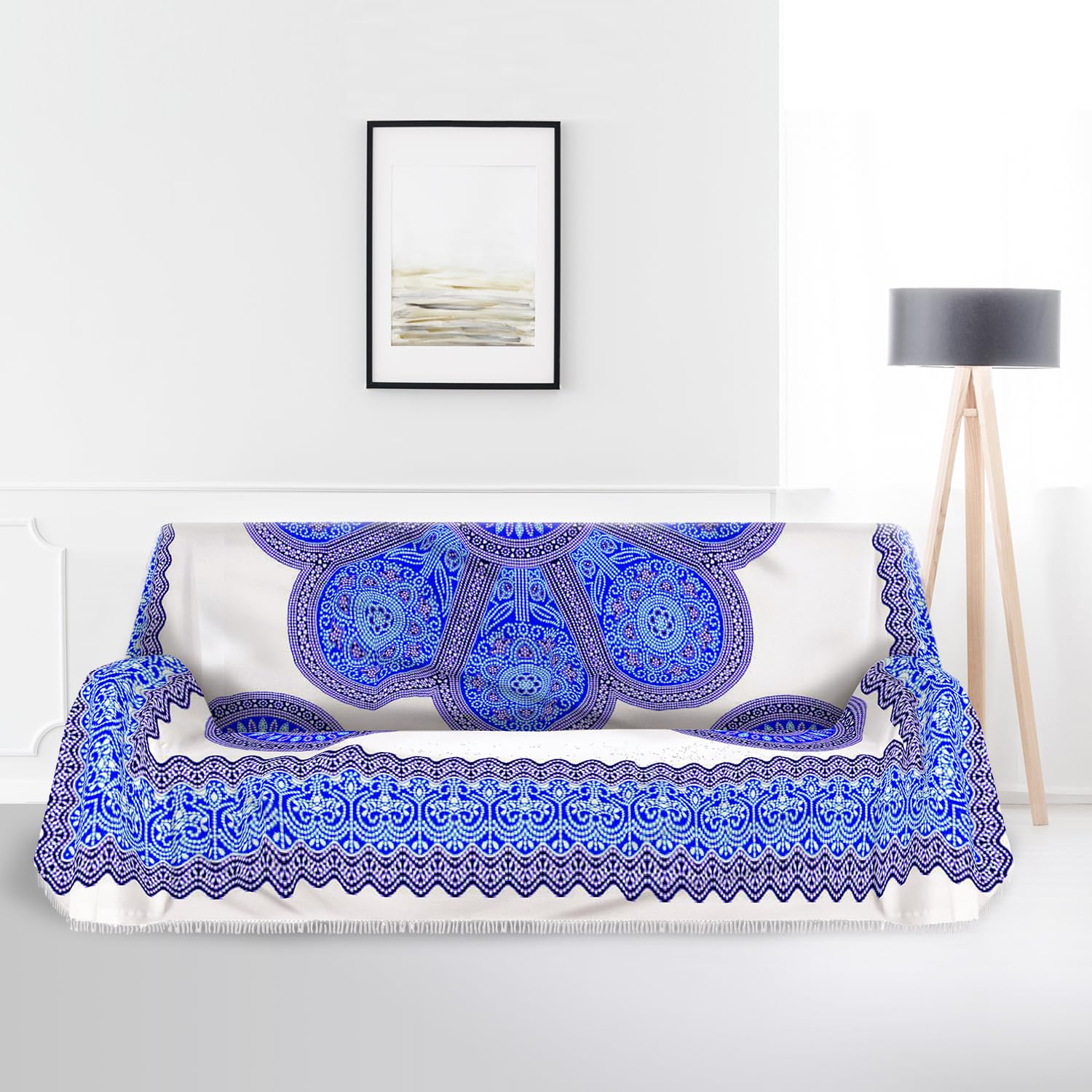 Banzaii telo mare maxi antisabbia, copriletto, copridivano, copritutto in cotone 210x230 cm Fiori Blu