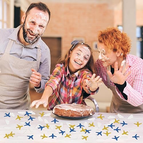 Miniatura 5 de INNORU Confeti de avión, 120 piezas de confeti de papel arcoíris para baby shower, fiestas de cumpleaños, decoraciones temáticas de aviación