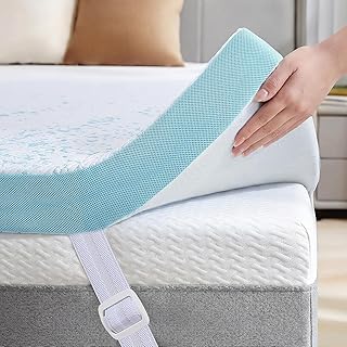 OhGeni 3 Inch Cooling Queen Size Gel Memory Foam Mattress Topper Pad,Soft Bed Cover