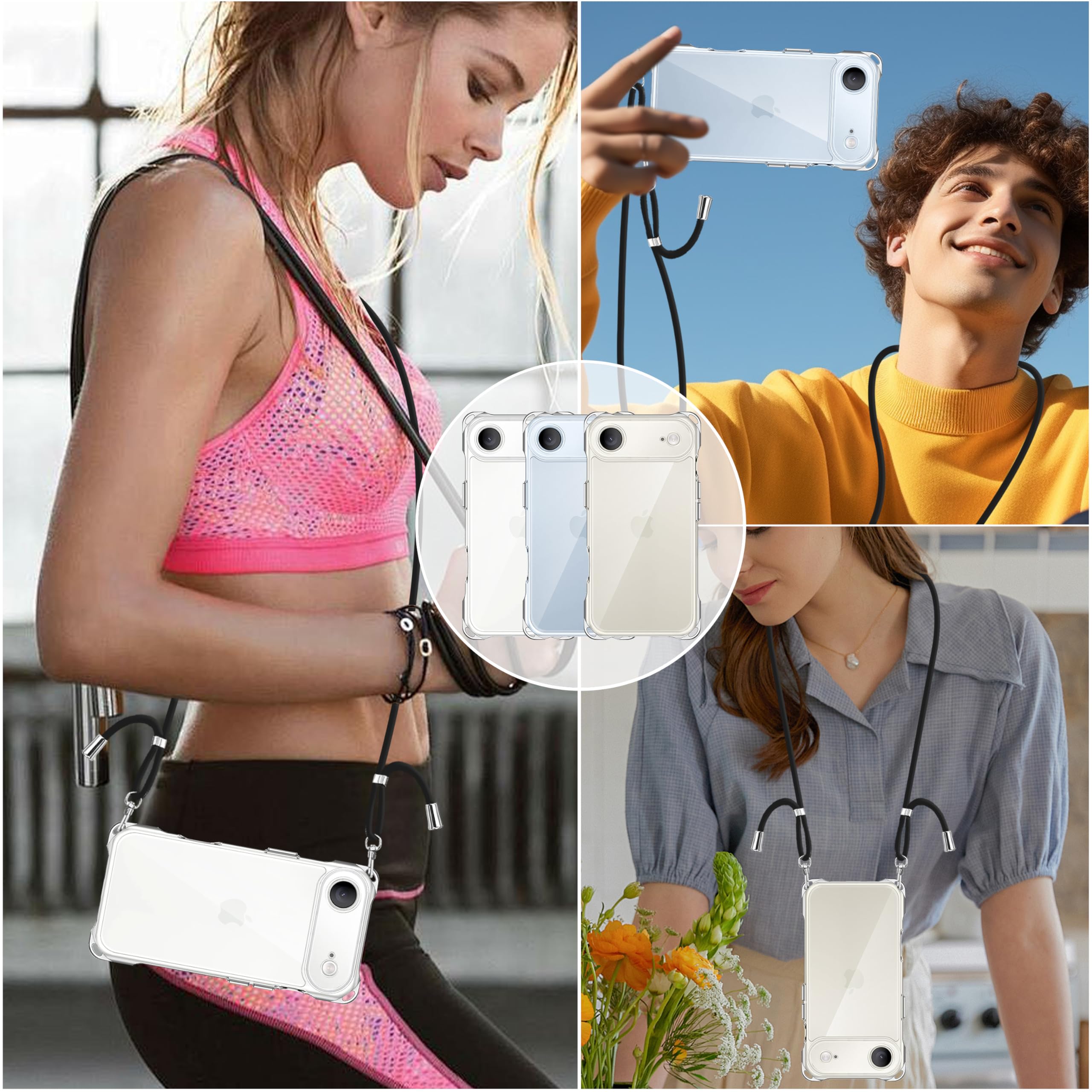 Amazon.co.jp: iPhone 17 Air 用 ケース クリア ショルダー 調節可能