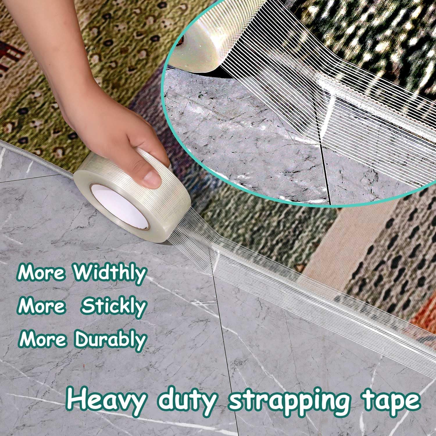 Valley'sYuMiao 3Pack, Mono Transparent Strapping Tape Heavy Duty, 2in×35yds, 105yds Total, Reinforced Filament Packing, Wearproof Tape, Extra Thickness 5.5 mils