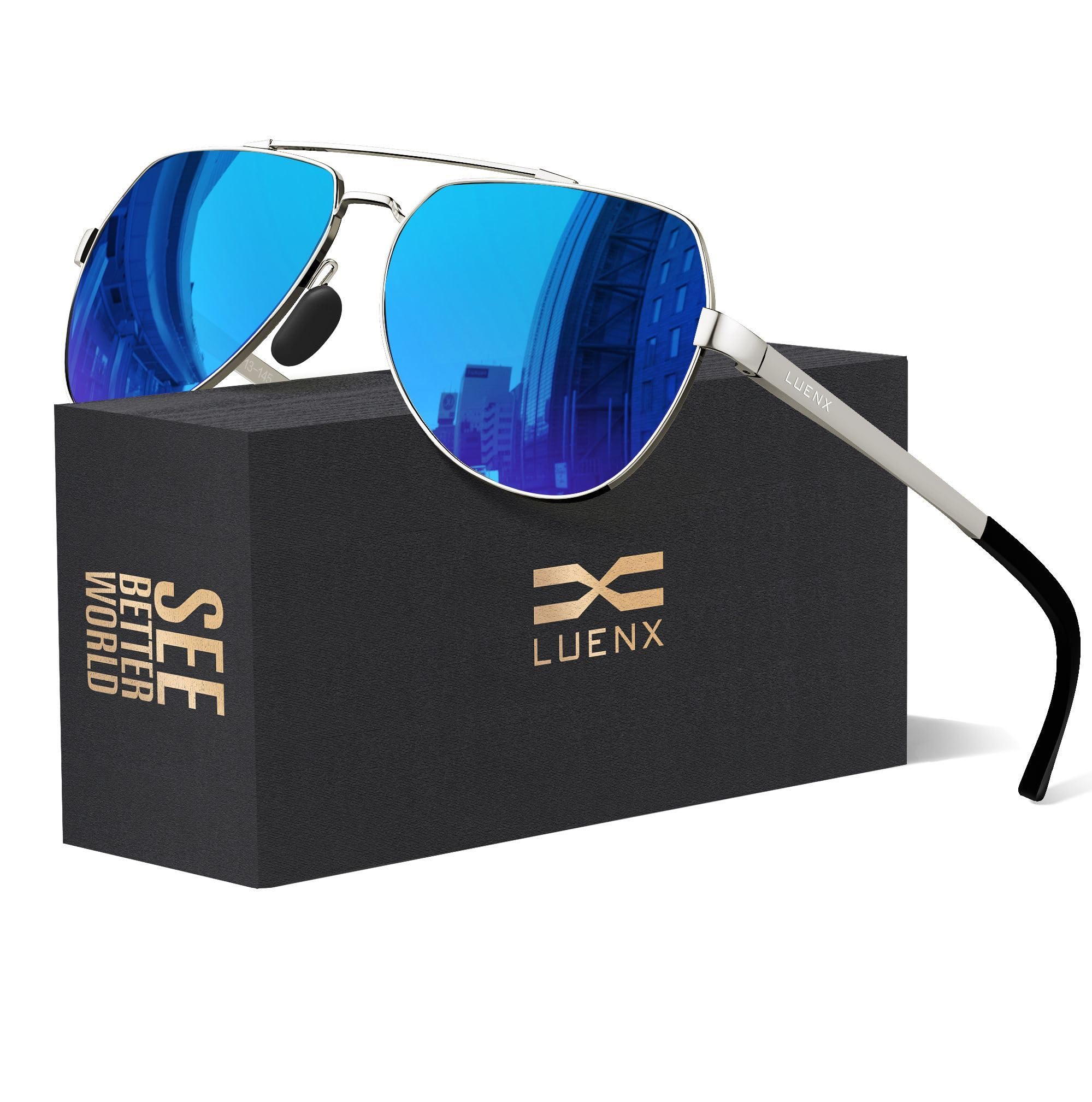 Aviator Sunglasses for Women Men Polarized Lens with Accessories - UV 400 Protection 60MM