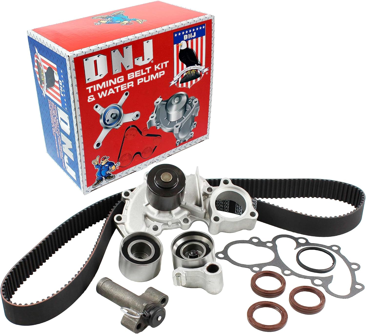 DNJ TBK965AWP Timing Belt Kit with Water Pump for 1995-2004 Toyota 4Runner, T100, Tacoma 3.4L V6 24V DOHC 3378cc