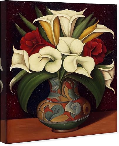 Miniatura 2 de Wynwood Studio Arte en lienzo tradicional envuelto floral y botánico, florero mexicano, arte de pared para sala de estar, dormitorio y baño, 20 x 24