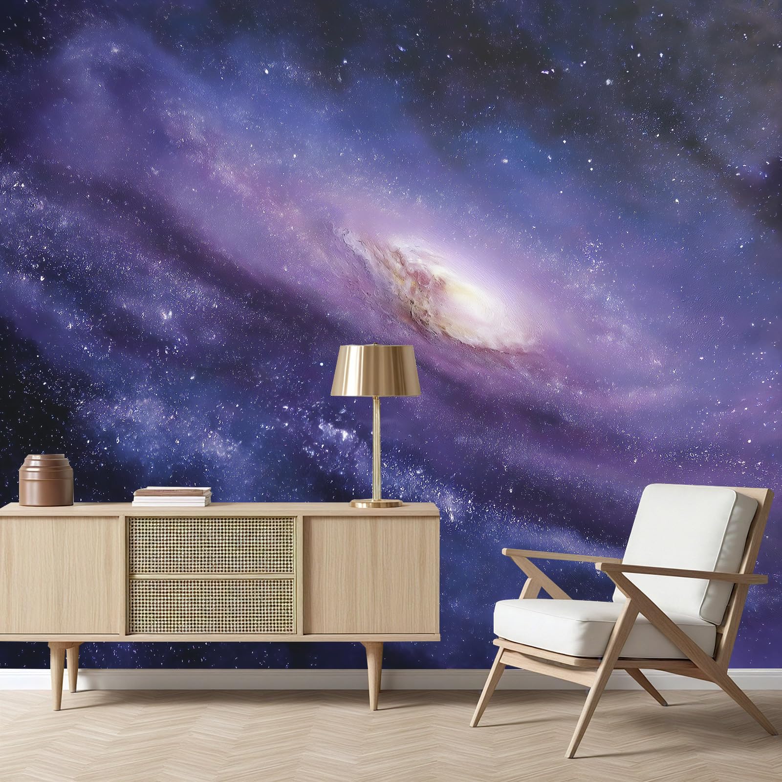 Tapisserie panoramique univers de qualité premium - Papier peint 3D violet intissé