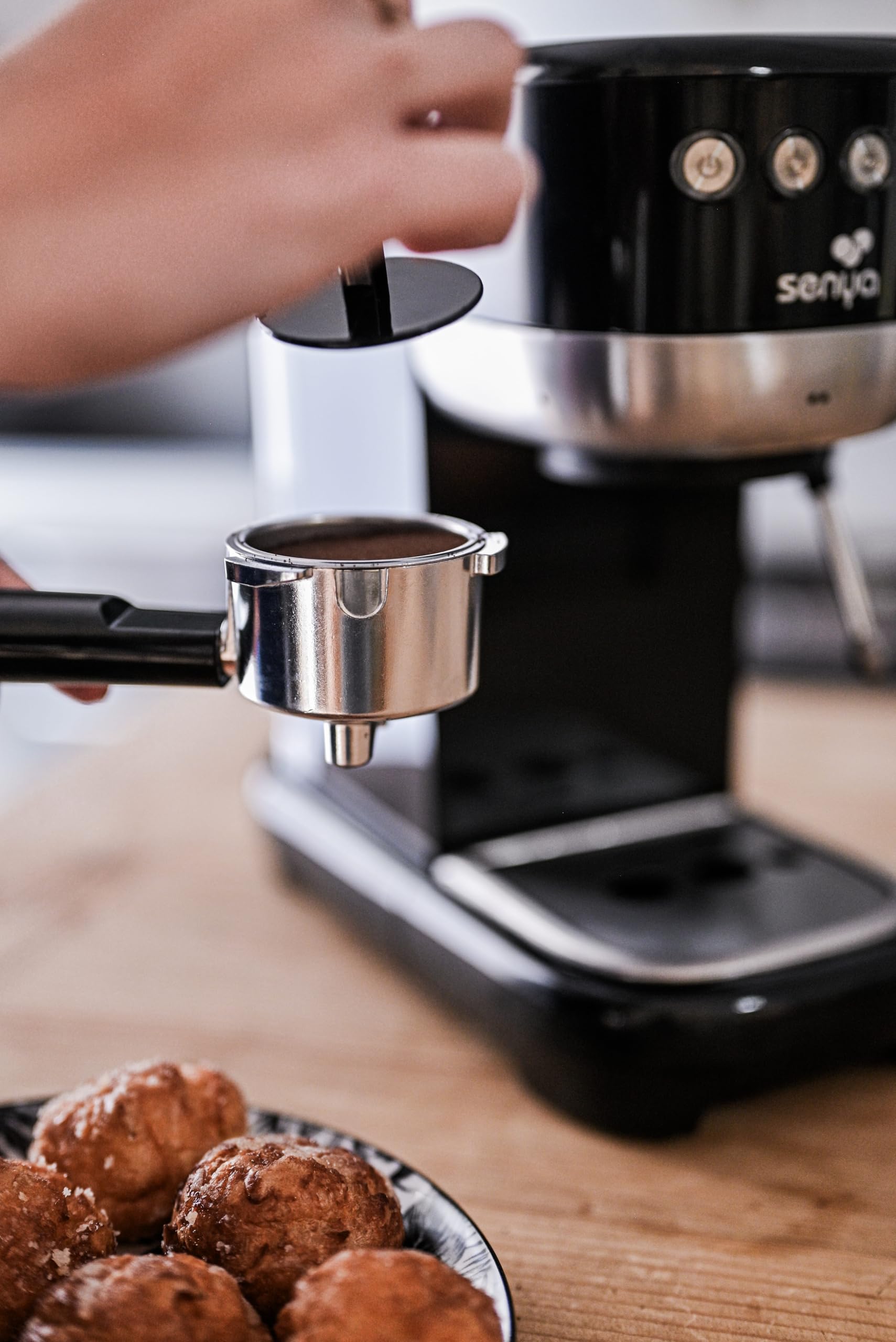 Senya Cafetera Tasty Coffee 20 bares, cafetera espresso y capuchino 1300 W, Thermoblock, espumador de leche, apagado automático