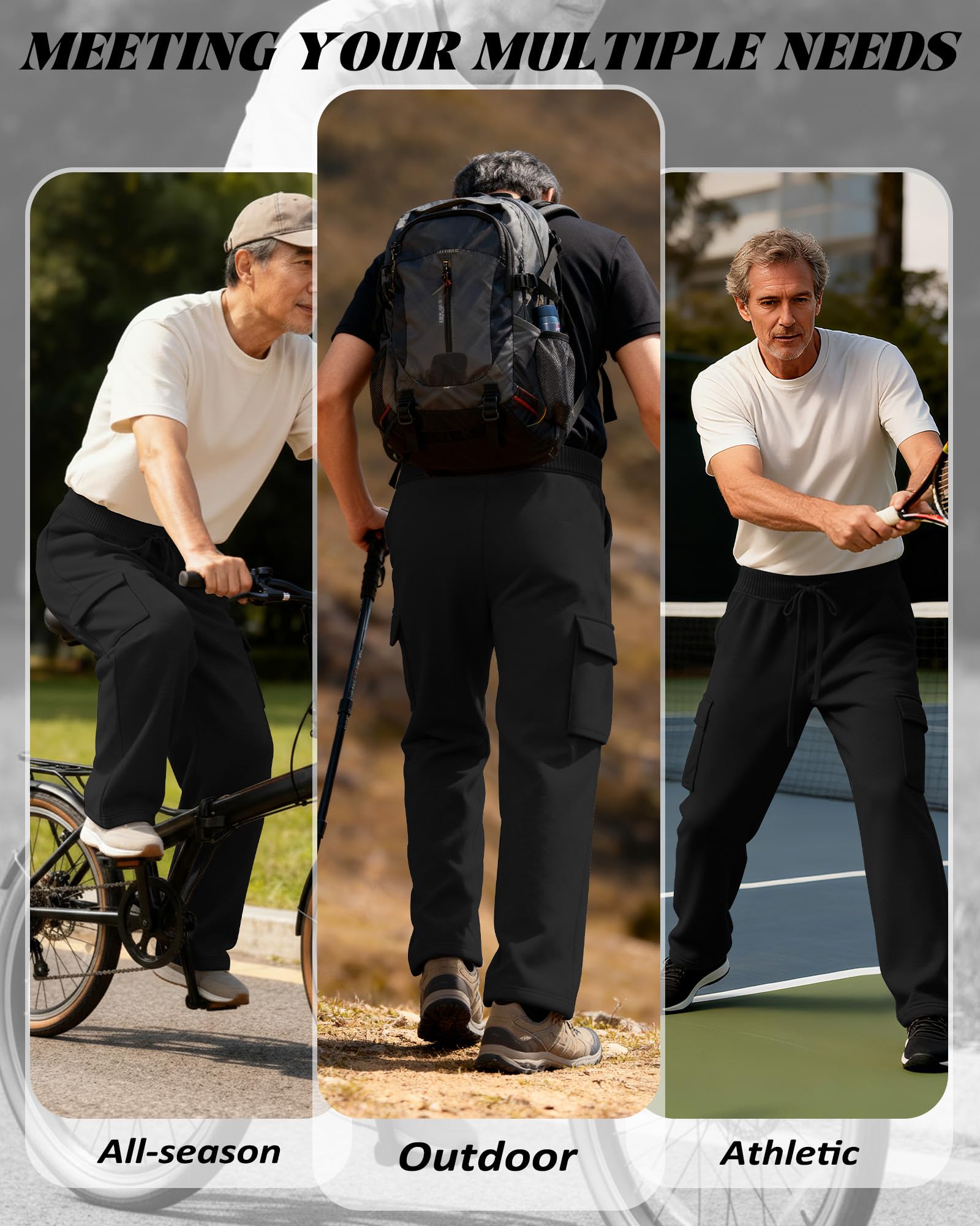Pantalones de chándal para hombre, con bolsillos abiertos y cordón de ajuste (3 unidades)