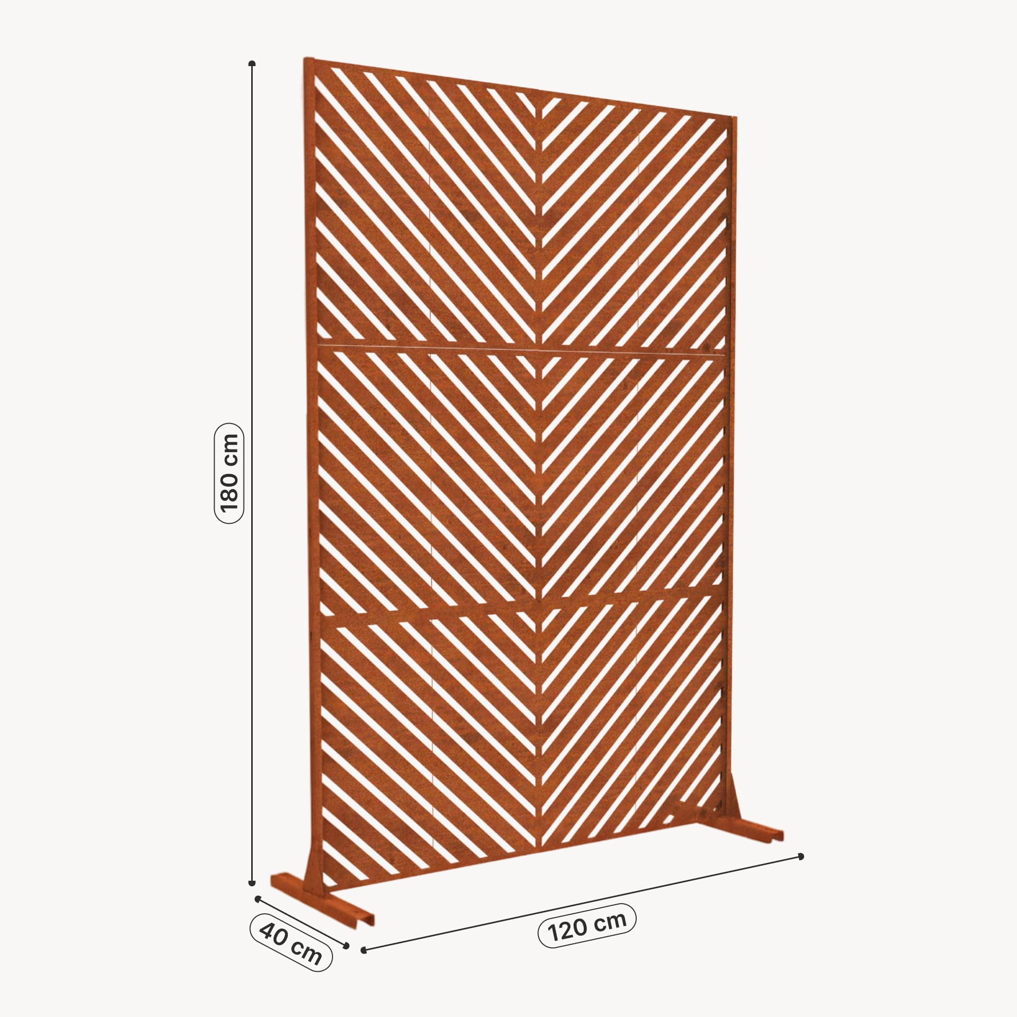 casa.pro Pannello Divisore per Spazi Esterni Interni Divisorio Frangivista con Struttura Traforata Decorativa Schermatura per Privacy in Acciaio Corten 180 x 120 cm - Marrone Ossidato