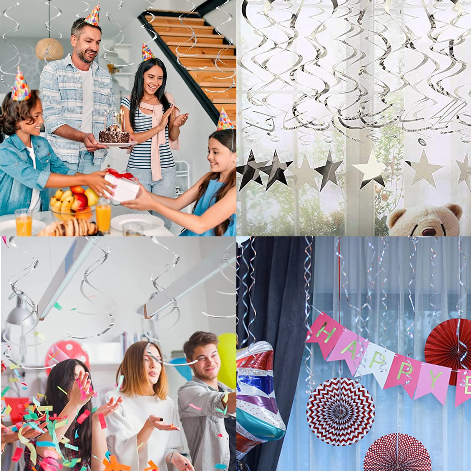 MSL 30 stuks werveldecoraties, feestdecoraties, veelkleurige wervelende