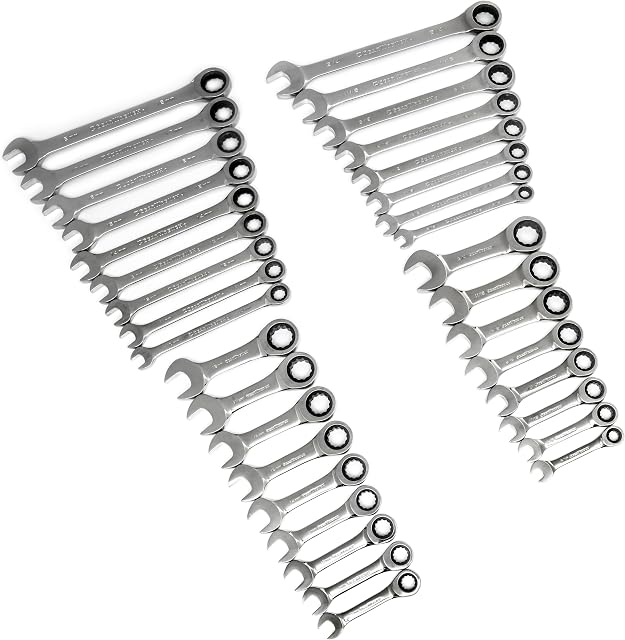 GEARWRENCH 34 Pc. Standard & Stubby Ratcheting Wrench Set, SAE & Metric - 85034