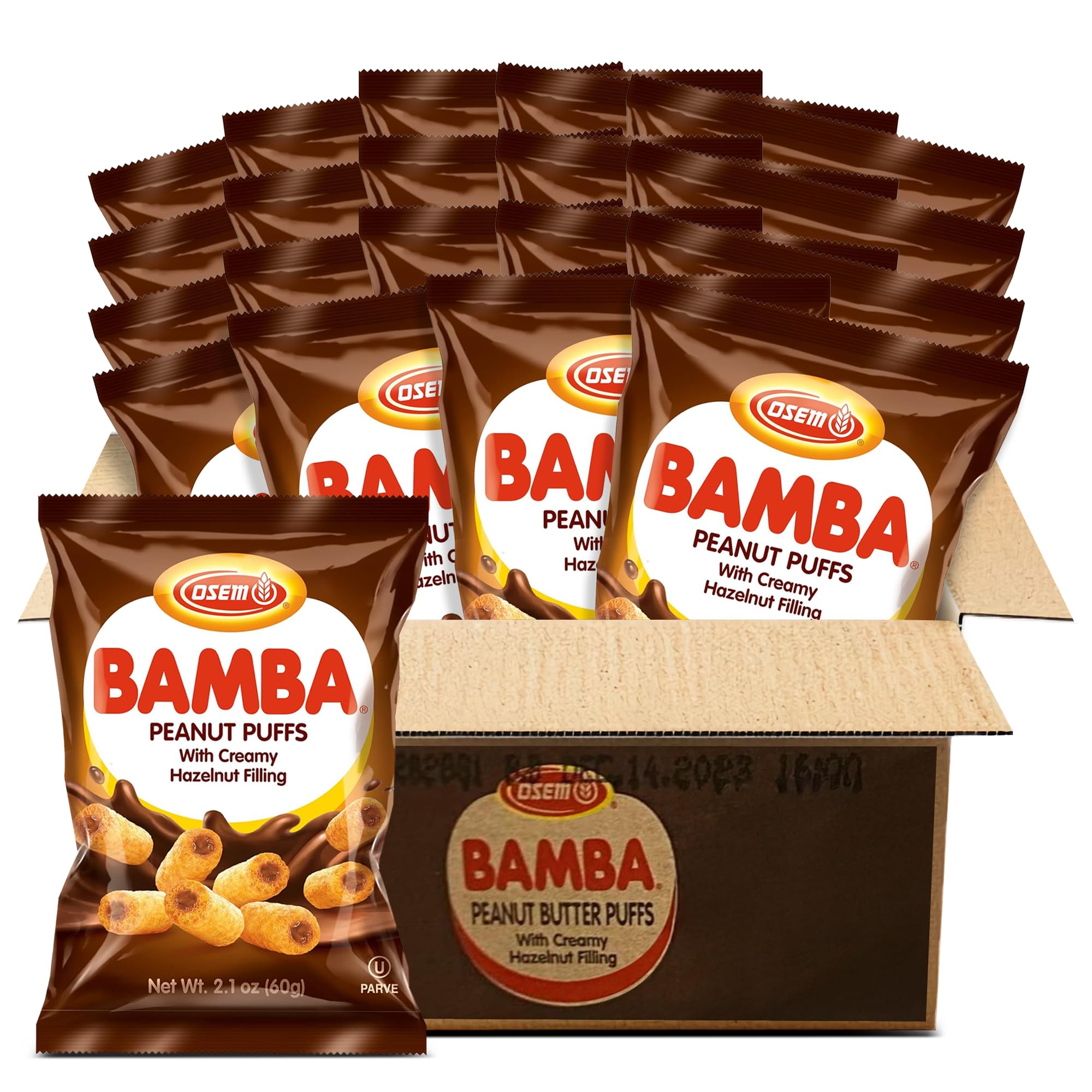 Osem Hazelnut Cream Bamba Snack 60 g (Pack of 18)