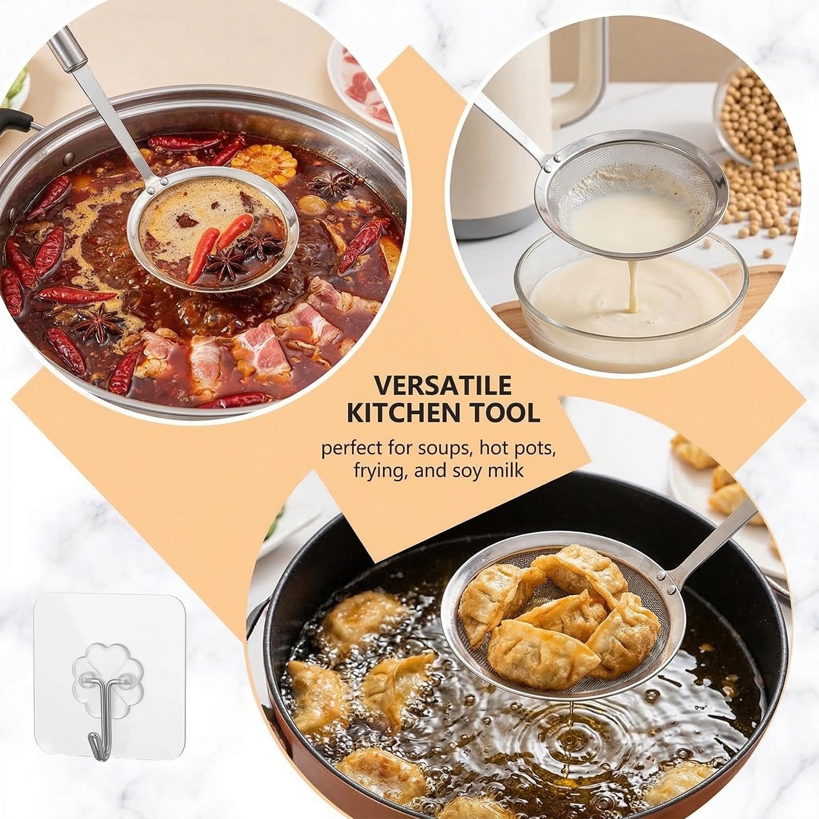 espumadera resistente al óxido colador acero inoxidable de 10cm espumadera acero inoxidable con mango colador de malla fina para separar grasa espuma y residuos en cocción frita y guisos