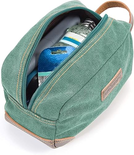Miniatura 3 de emissary Neceser de viaje de cuero y lona para hombre, kit de aseo Dopp para hombre, bolsa de afeitar para accesorios de viaje, 2 - verde, Neceser
