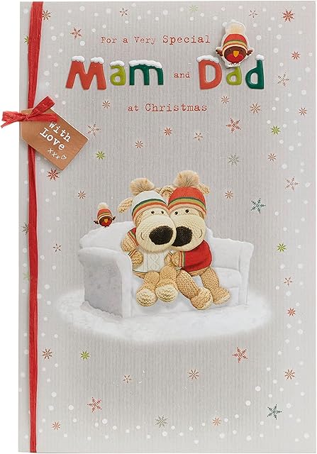 Boofle Mam & Dad Conv Christmas Card with Envelope - Sweet Design Family and Friends, Multi