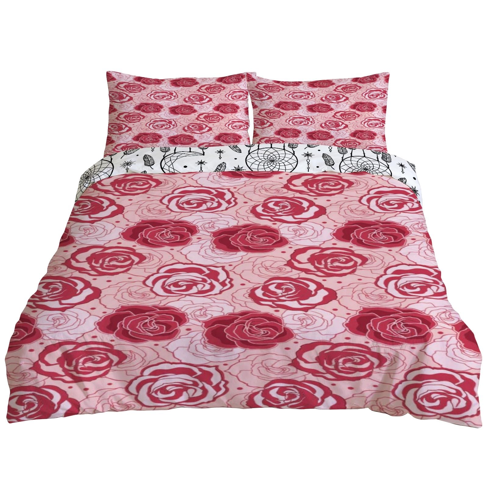 Housse de couette microfibre douce réversible 2 faces pour un grand lit de deux personnes