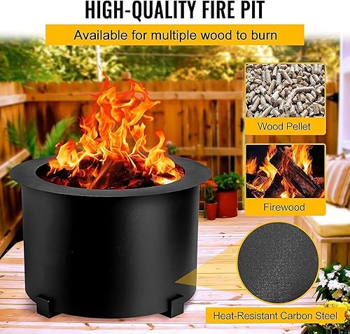 Miniatura 6 de Pozo de fuego sin humo, hoguera de acero al carbono, gran hoguera de leña, estufa al aire libre, hoguera portátil sin humo para picnic, camping,