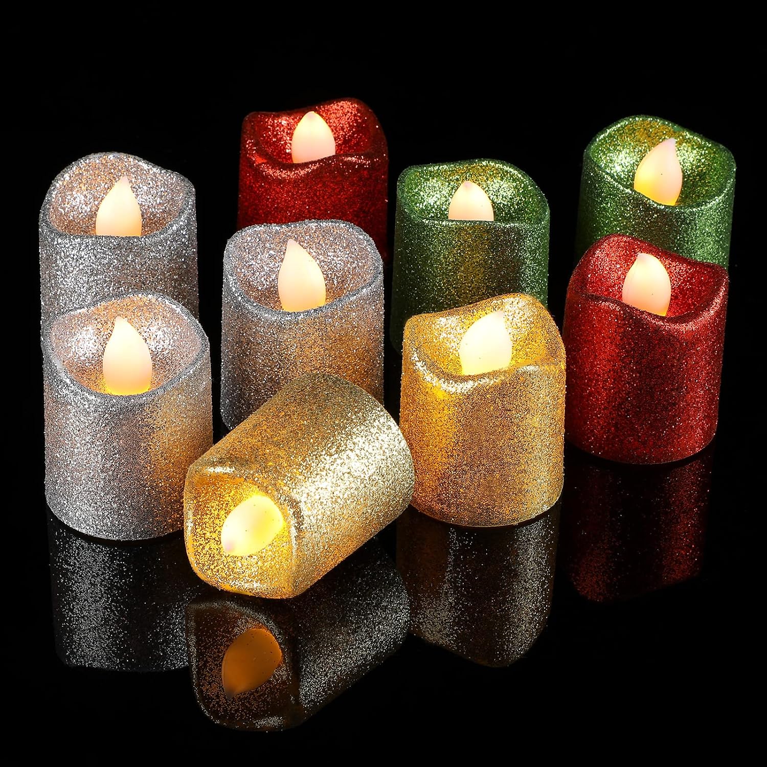 Honoson 24 Pack Gold Candles Party Decoration Flameless LED Tea Light Battery Operated Candle for Halloween Christmas Valentine Diwali Wedding Table Centerpiece