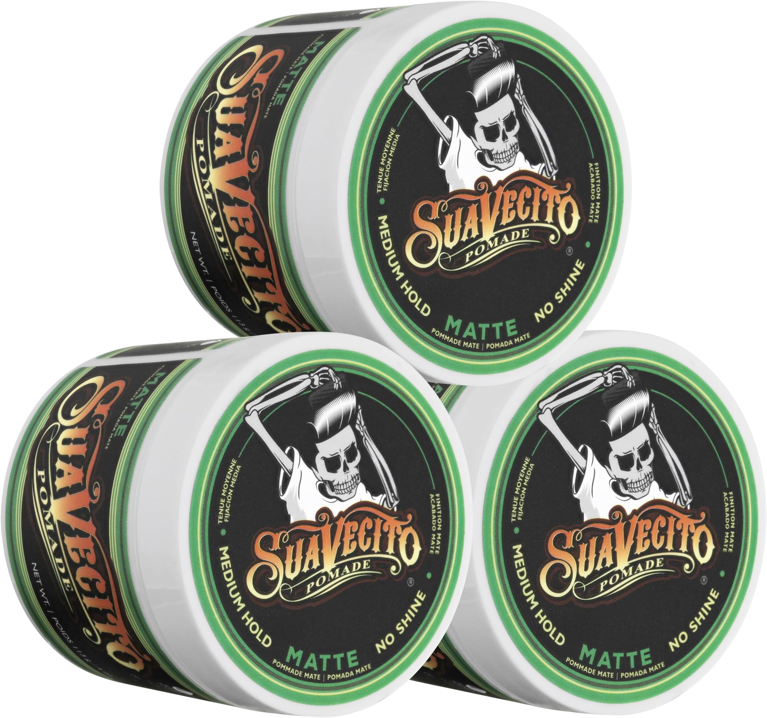 Suavecito Pomade Matte (Shine-Free) Formula 4 oz, 3 Pack - Medium Hold Hair Pomade For Men - Low Shine Matte Hair Paste For Natural Texture Hairstyles