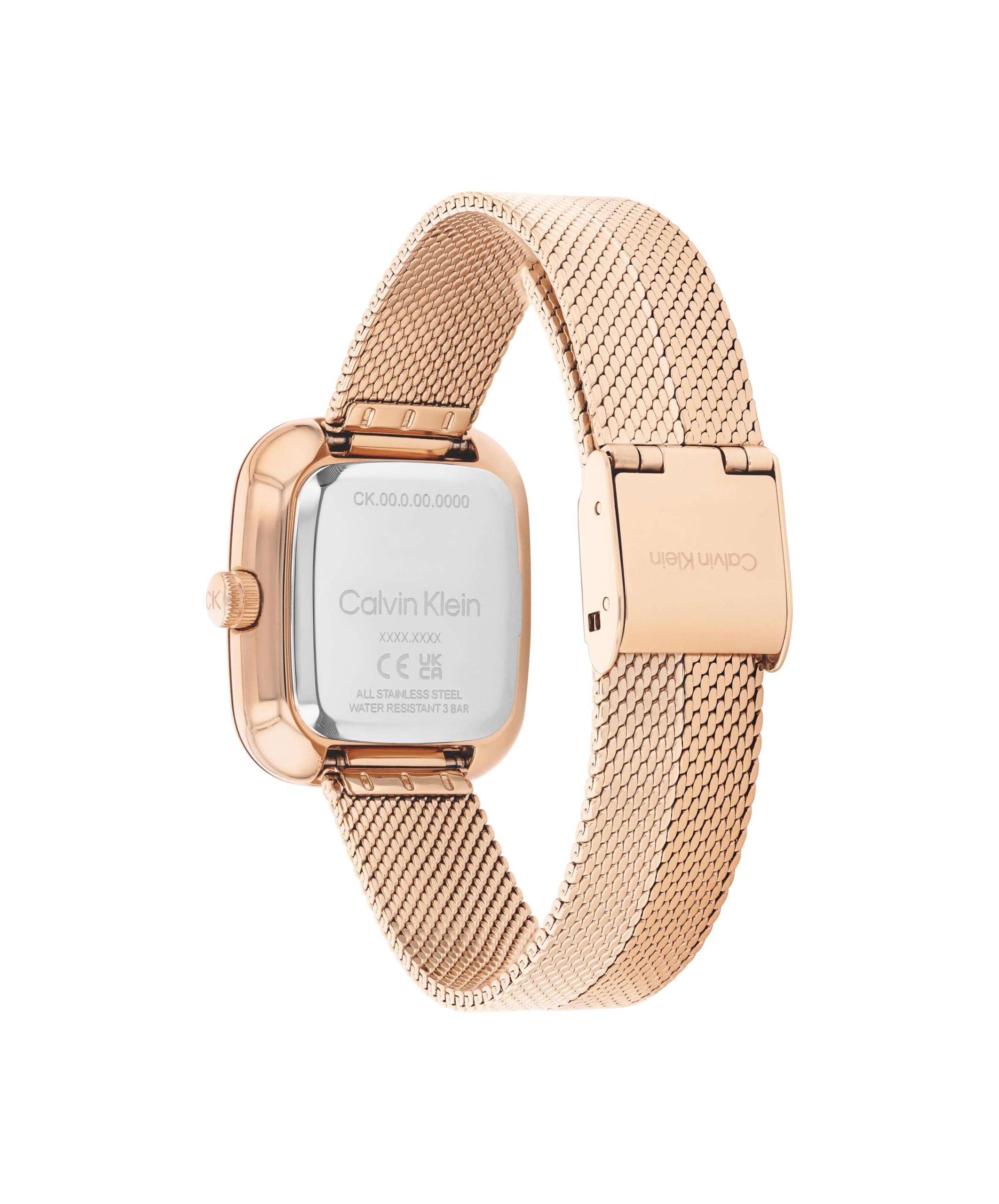 Calvin Klein Dwuręczny zegarek kwarcowy dla kobiet CK Adore Collection z goździkiem złota bransoletka z siatki ze stali nierdzewnej - 25100101