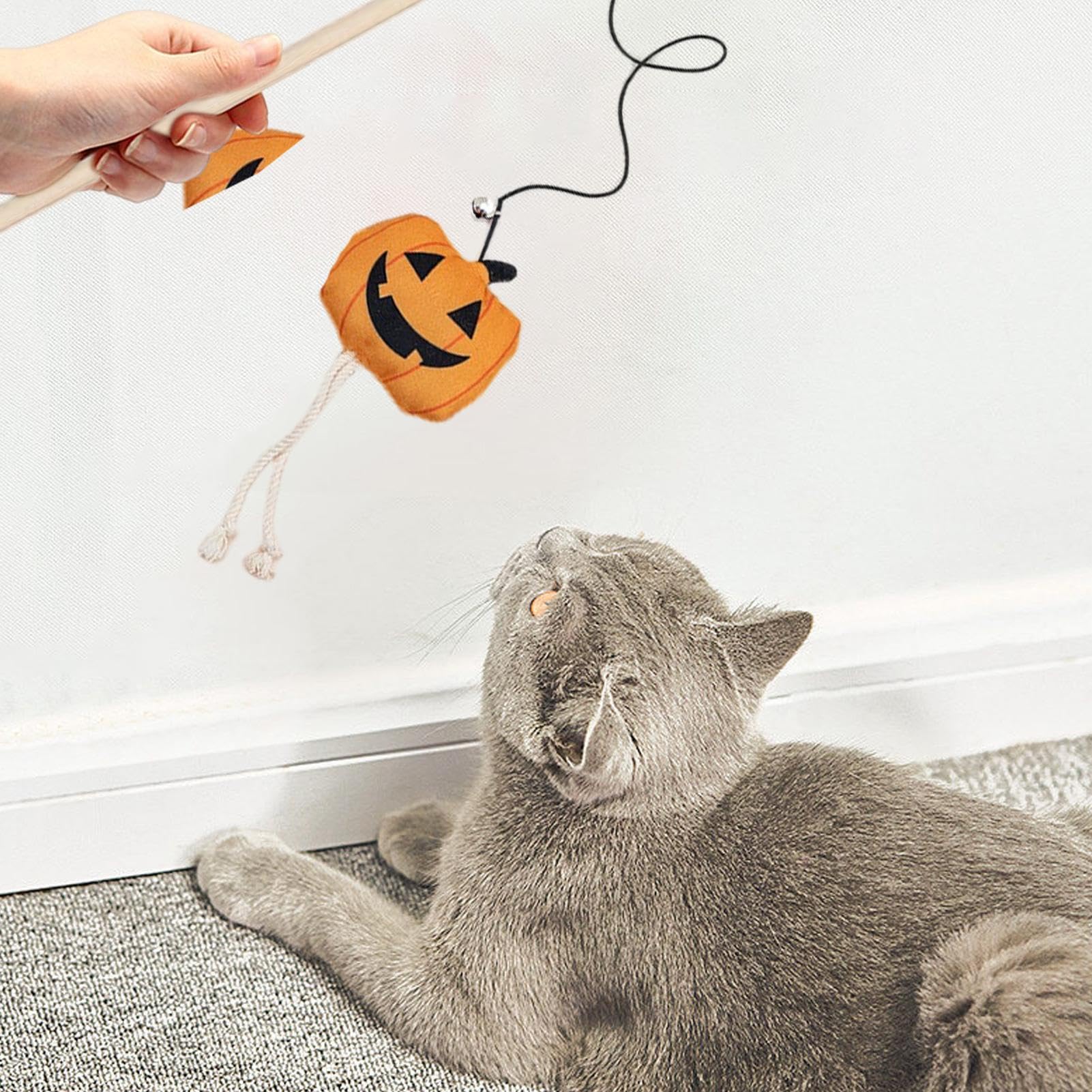 Amazon | Kezvmhy ハロウィン猫じゃらしスティック、屋内猫用猫ひも