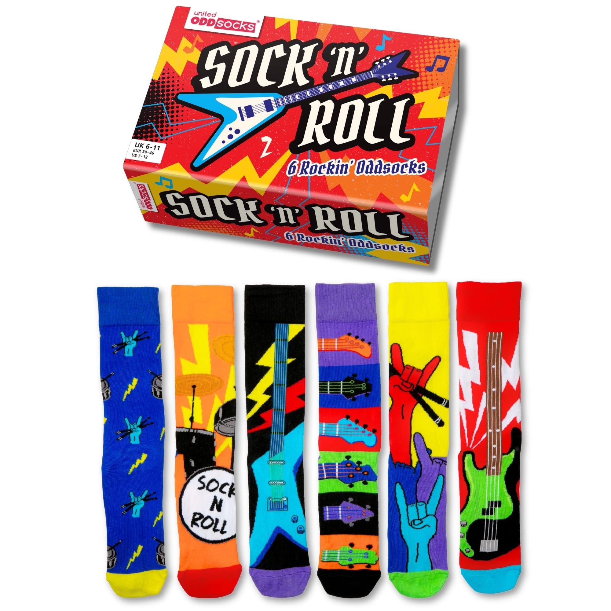 United Oddsocks - Men's Sock N Roll Odd Socks UK 6 - 11