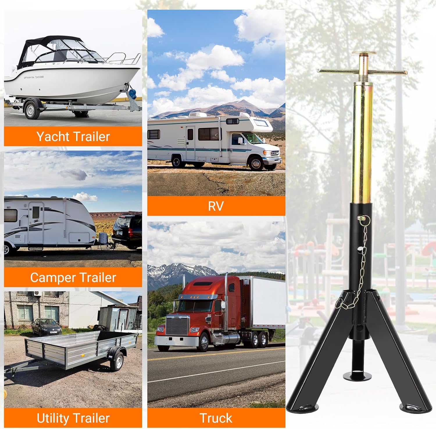 Set of 2 RV Stabilizer Jacks,6000Lbs Load Capacity Camper Stabilizing & Leveling Jack with 16"-30" Adjustable Height,Steel Trailer Jack Stand for RV Trailer Camper
