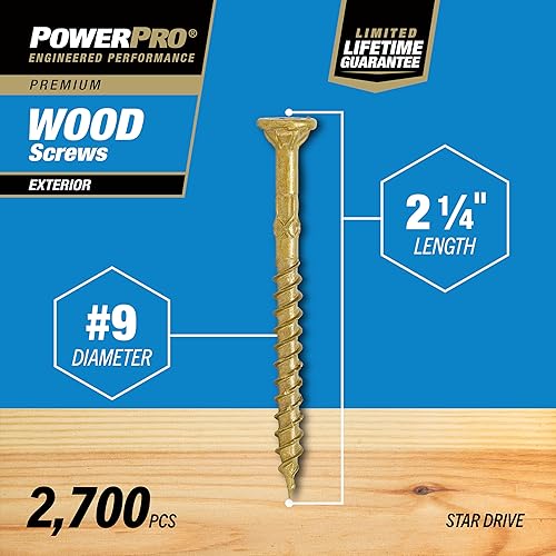 Miniatura 4 de Tornillos para madera exteriores Power Pro Premium (#9 x 2-14") - Caja de 1 lb