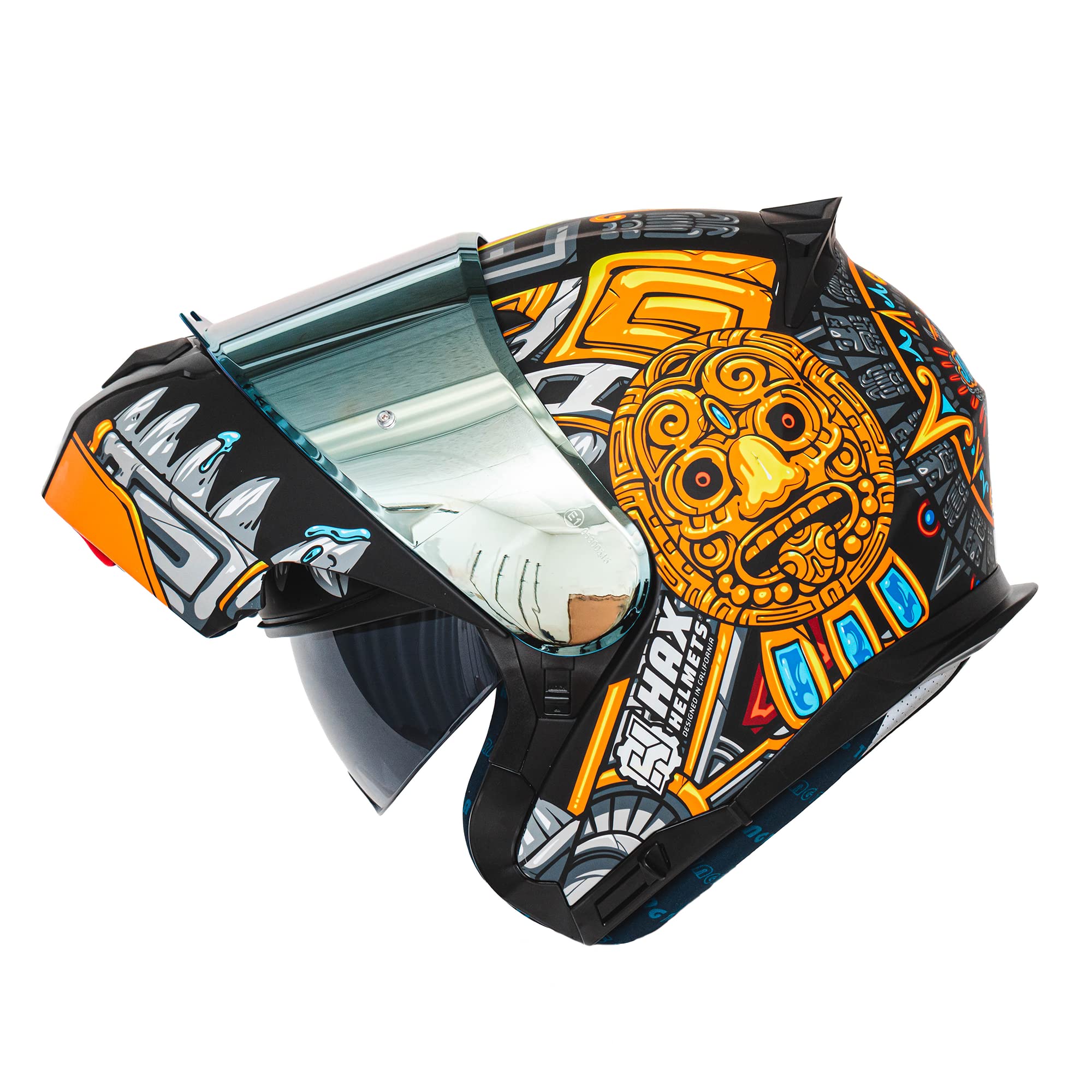 HAX Amatista Modular Flip-Up Dual Visor Motorcycle Helmet - DOT/ECE Approved, Lightweight, Comfortable, and Stylish Helmet for Men and Women (Jaguar Gold M)