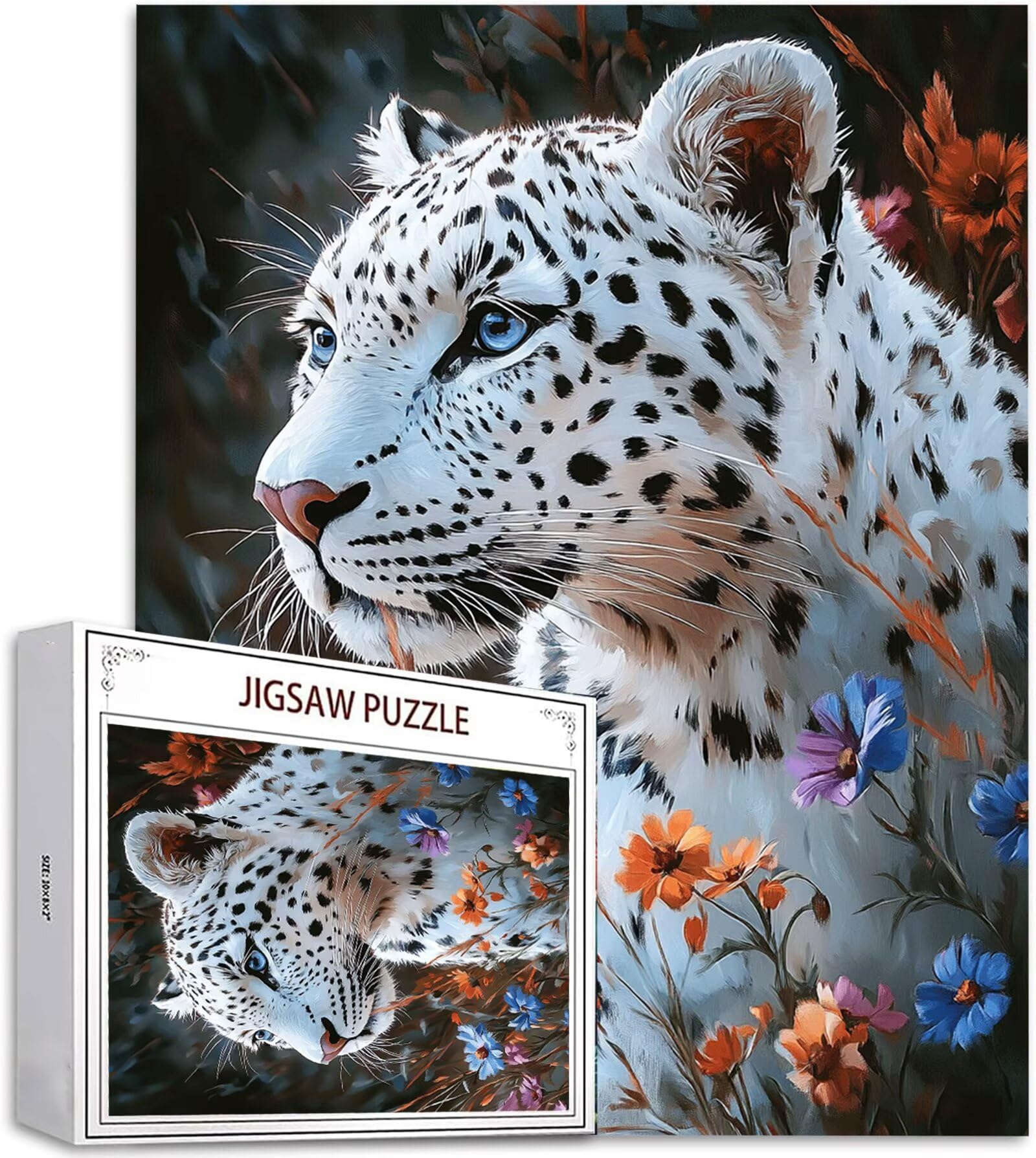 Puzzle 2000 Pezzi, 3 4 5 Anni Puzzle Leopardo 6 7 8 Anni Giochi Educativi Sostenibili Con Motivi Per Adulti Da Gioco in Legno Di Alta Qualità Jigsaw Fiore per Gioco Familiare, Regalo Natale H-3677