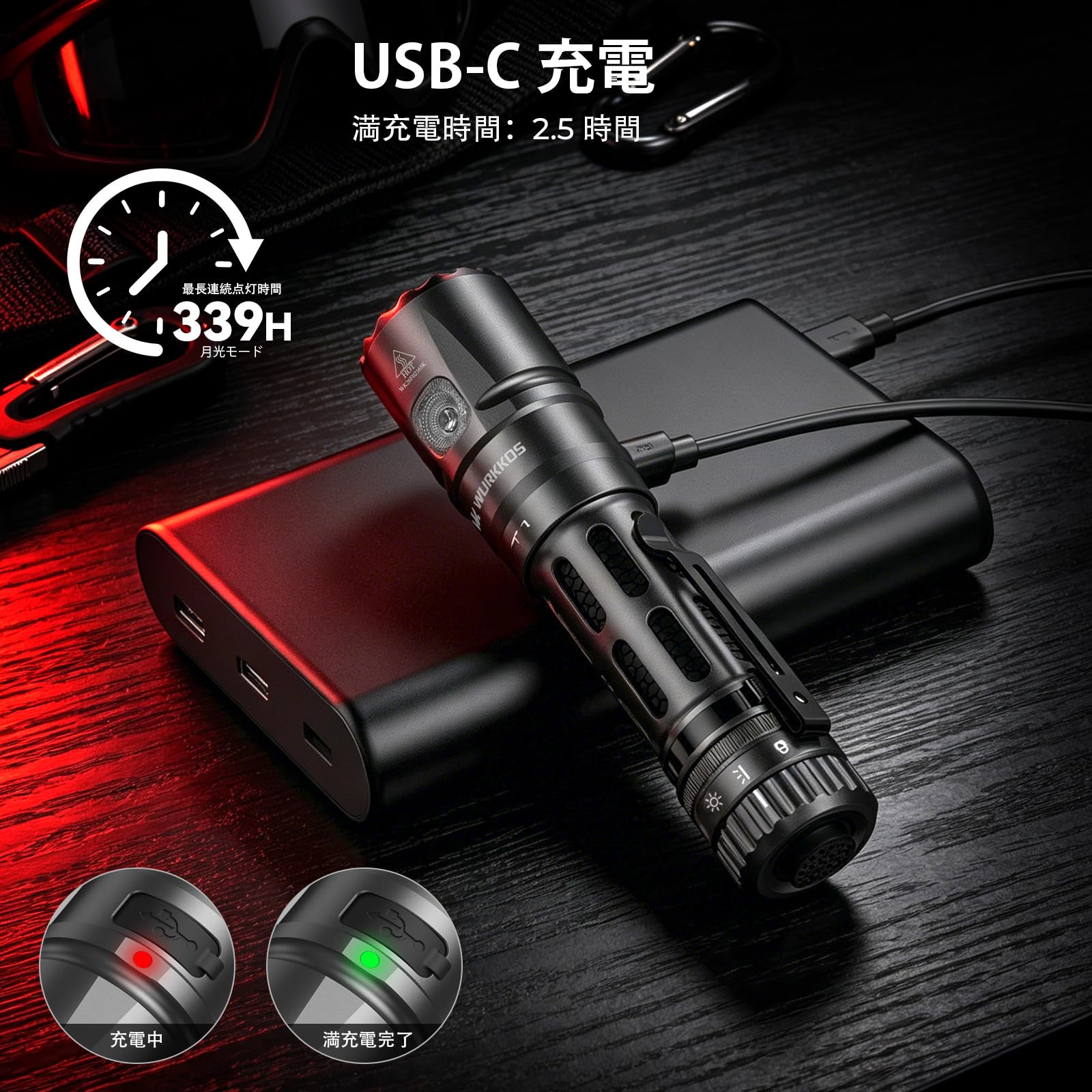 Wurkkos T1 タクティカルライト 充電式 5500ルーメン IPX8防水 Amazon.co.jp: Wurkkos T1 タクティカルライト 懐中電灯 LED 強力 充電