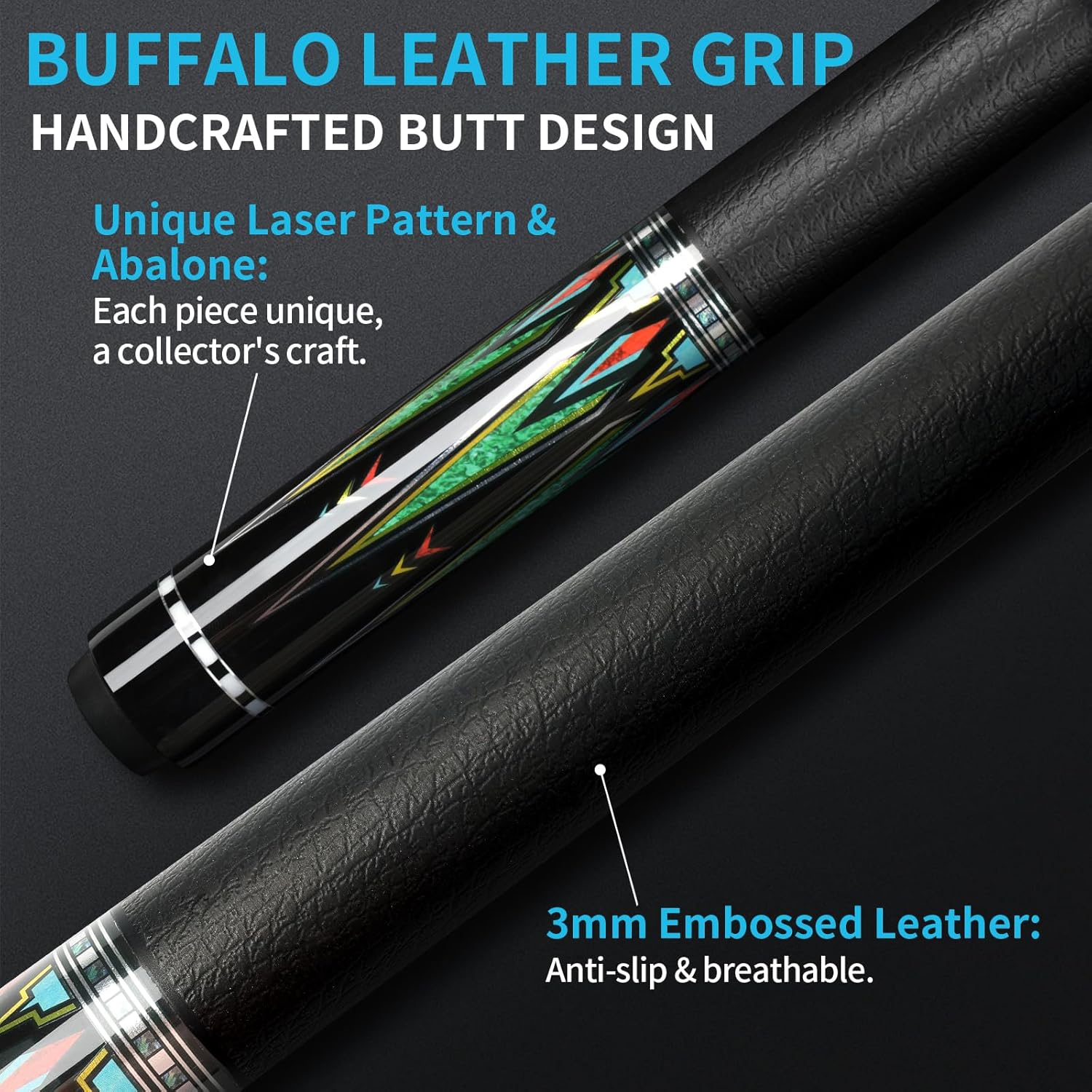 AKLOT Carbon Fiber Pool Cue Stick 58", Billiard Cue Sticks 19-19.5oz, Low Deflection Pro Billiard Stick with 12.5mm Tip, Professional Carbon Fiber Pool Sticks for Adults