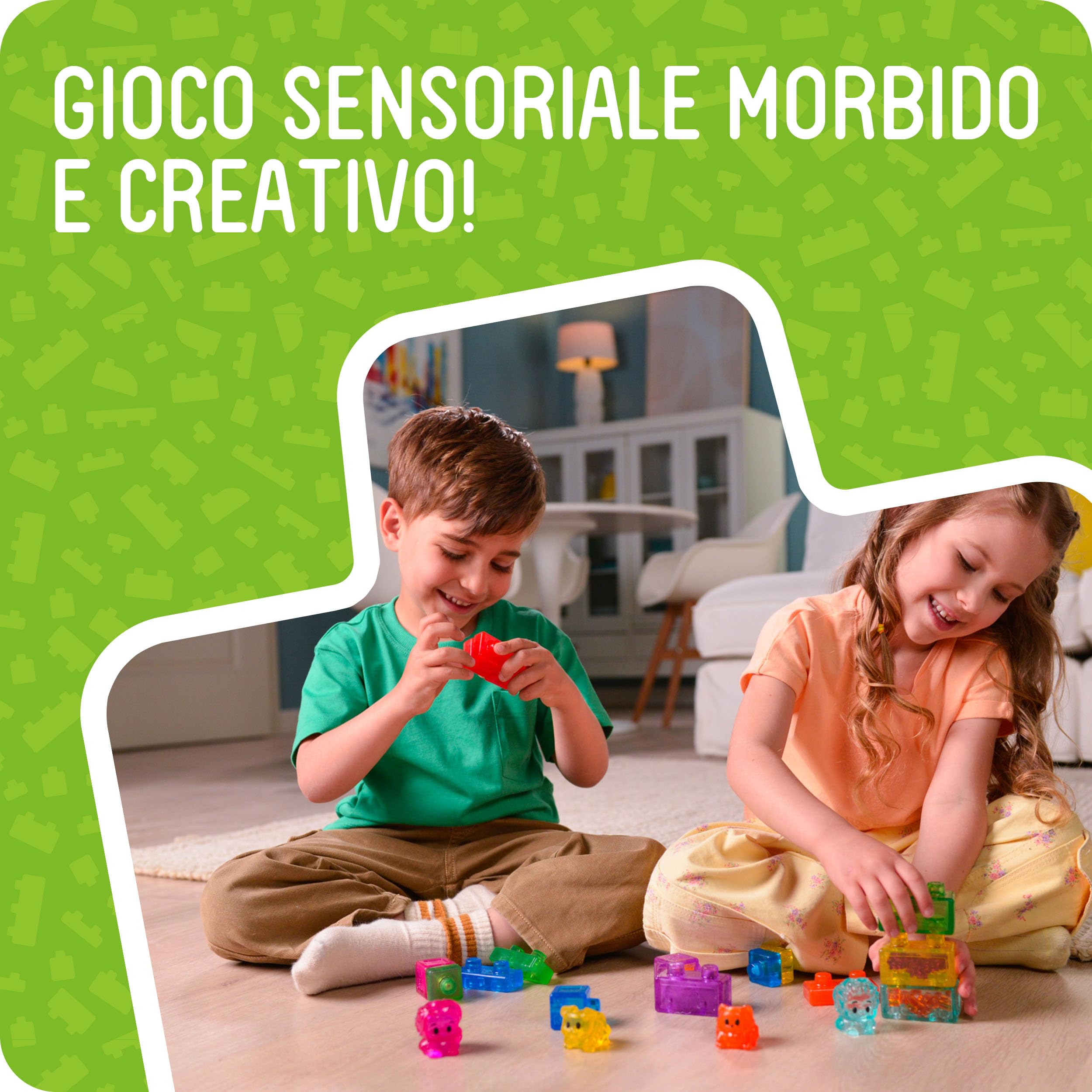 JELLY BLOX - I miei animali domestici - My pets and Me - 20 blocchi da costruzione tattili di forme diverse - Giochi di costruzione per bambini dai 2 anni - Blocchi estensibili e flessibili