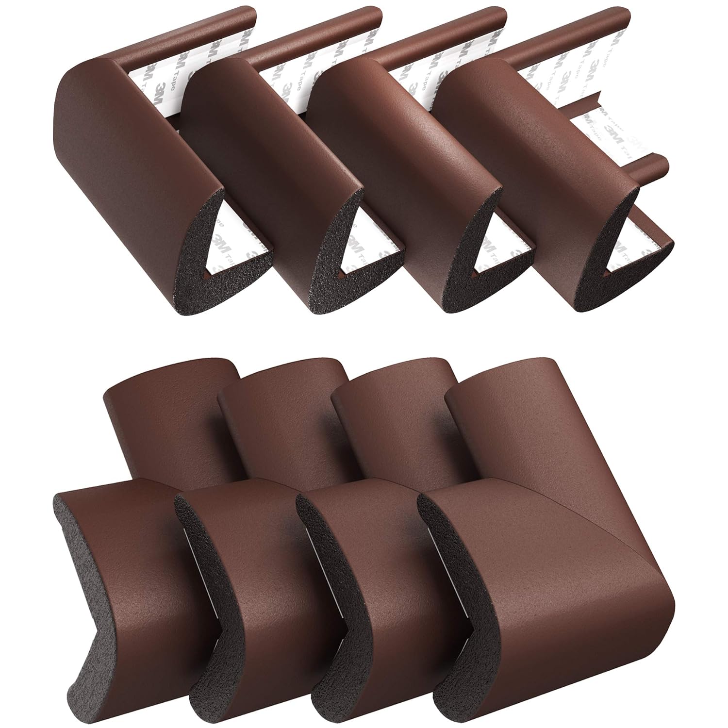 Baby Proofing Corner Guard - Foam Protectors for Coffee Tables & Desks - Child Proof Furniture for Safety Includes 12 Protector Guards - Chocolate Brown - Protects Your Baby from Sharp Edges & Corners : Baby