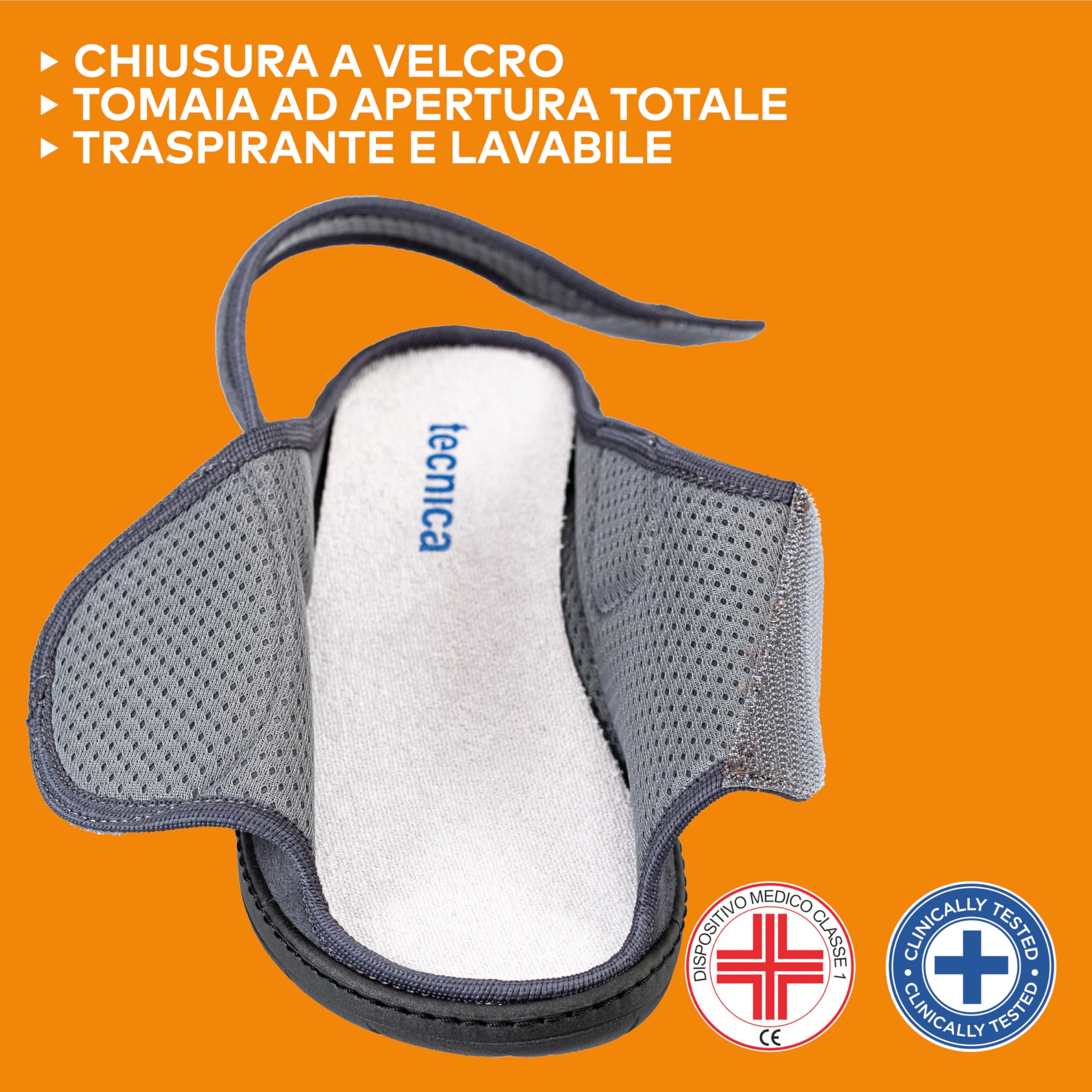EXTRO STYLE - Tecnica 7, Linea Anziani, Microfibra, Ciabatta Ortopedica Made in Italy per Piede Fasciato, Chiusura a Strappo, Scarpe Ortopediche, Dispositivo Medico Classe 1