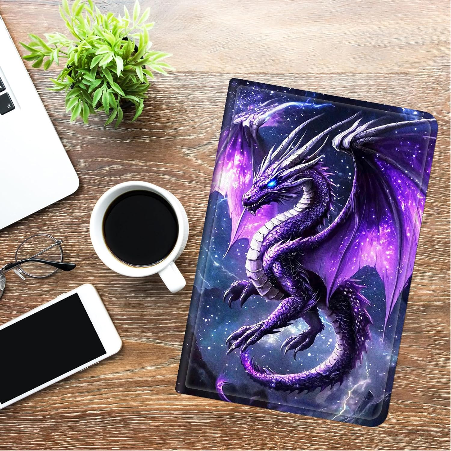 for Fire Hd 10 Tablet Case 11th/13th Generation 2021/2023 Release,Hybrid Slim Multi-Angles Stand Cover for Kindle Fire HD 10 Plus 11th Gen,Auto Wake/Sleep-Purple Dragon Galaxy