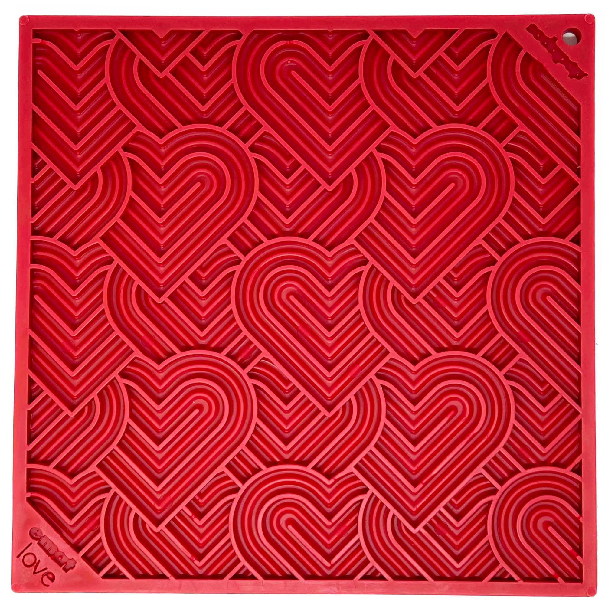 SodaPup Love eMat – Durable Lick Mat Feeder Made in USA from Non-Toxic, Pet-Safe, Food Safe Rubber for Mental Stimulation, Avoiding Overfeeding, Fresh Breath, Digestive Health, Calming, & More
